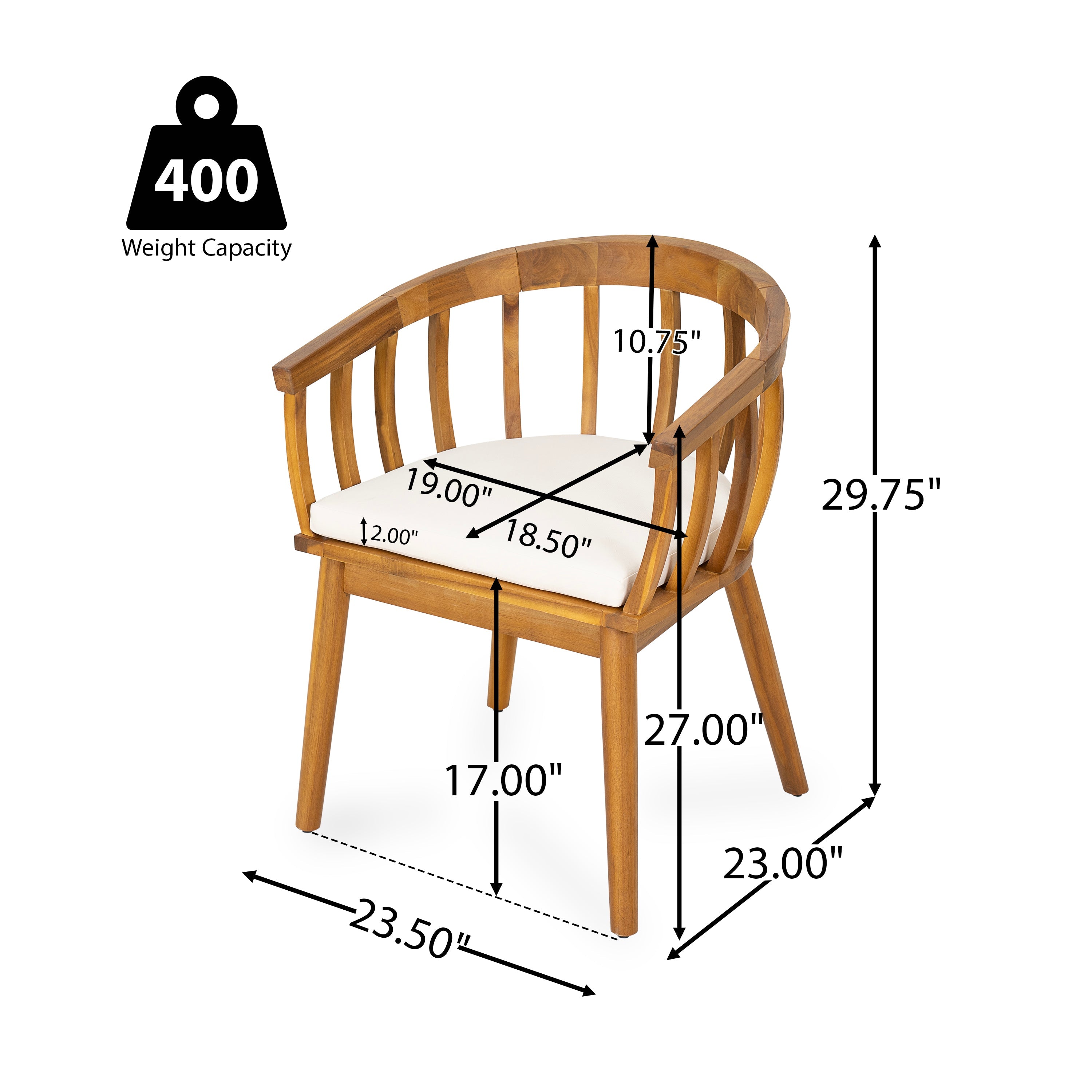 Klismos Outdoor Dining Chair Set Outdoor Seating - Beige