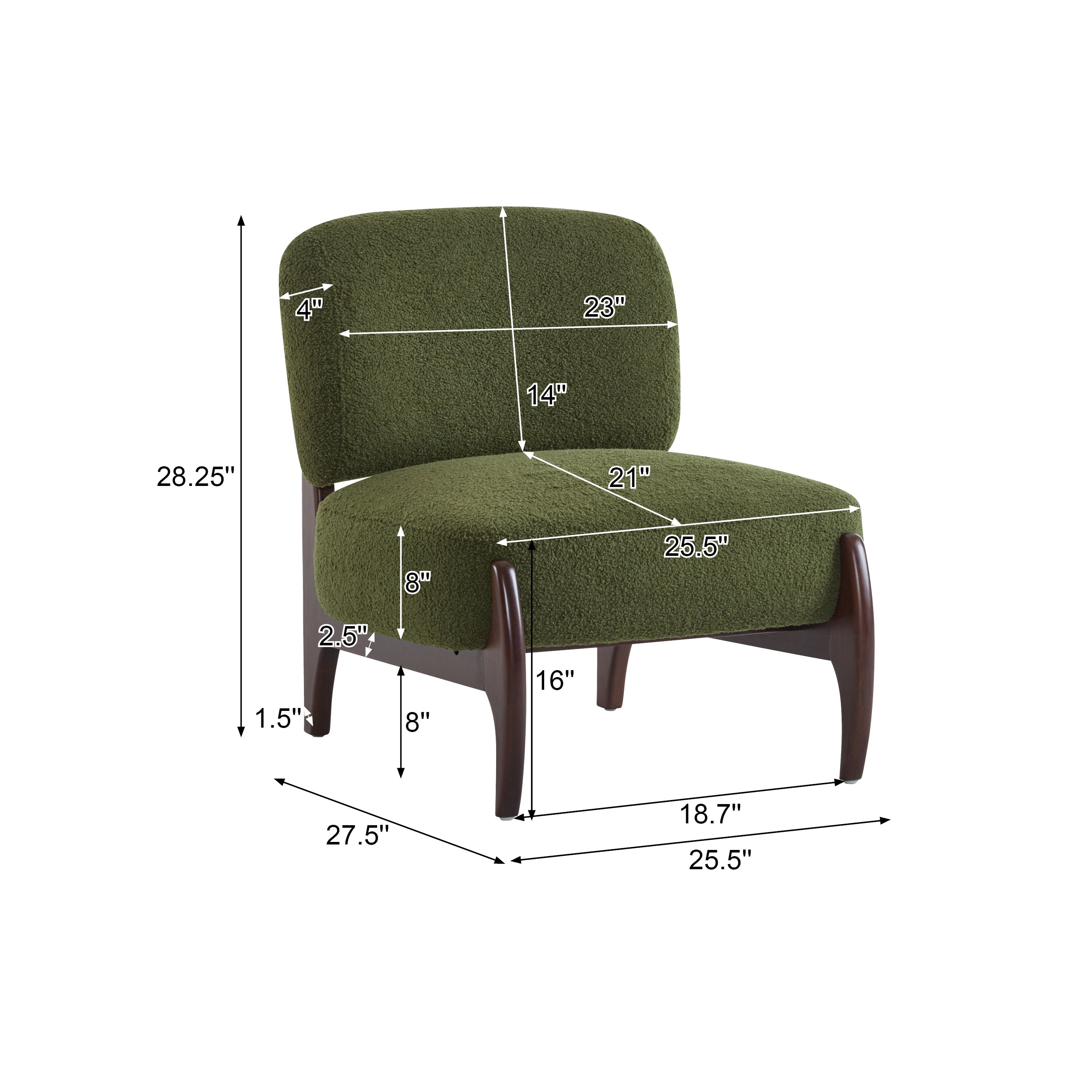 Easton Green Modern Boucle Lounge Chair with Solid Wood Frame