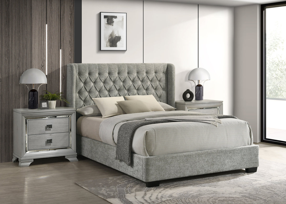 Daphne Queen Bed L.Grey Tweed