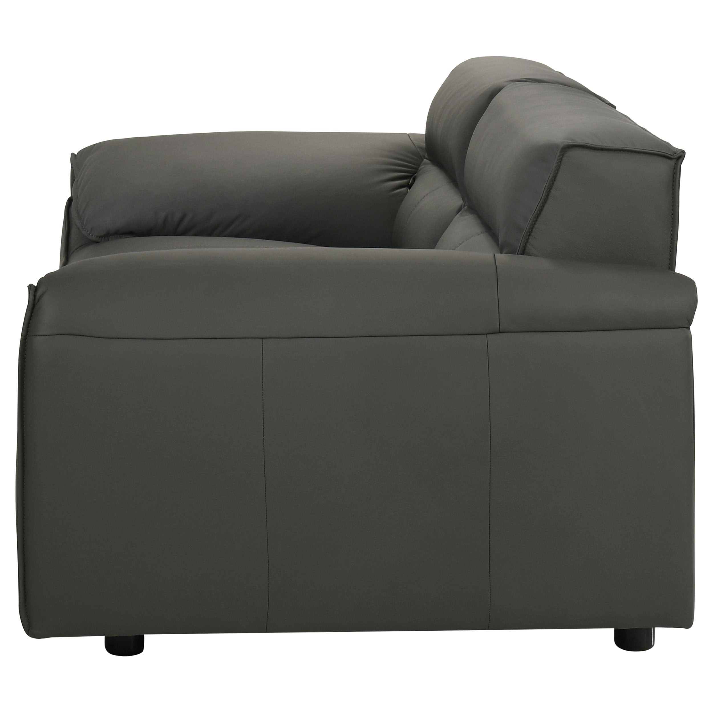 Buxton Graphite Top Grain Leather Upholstered Loveseat