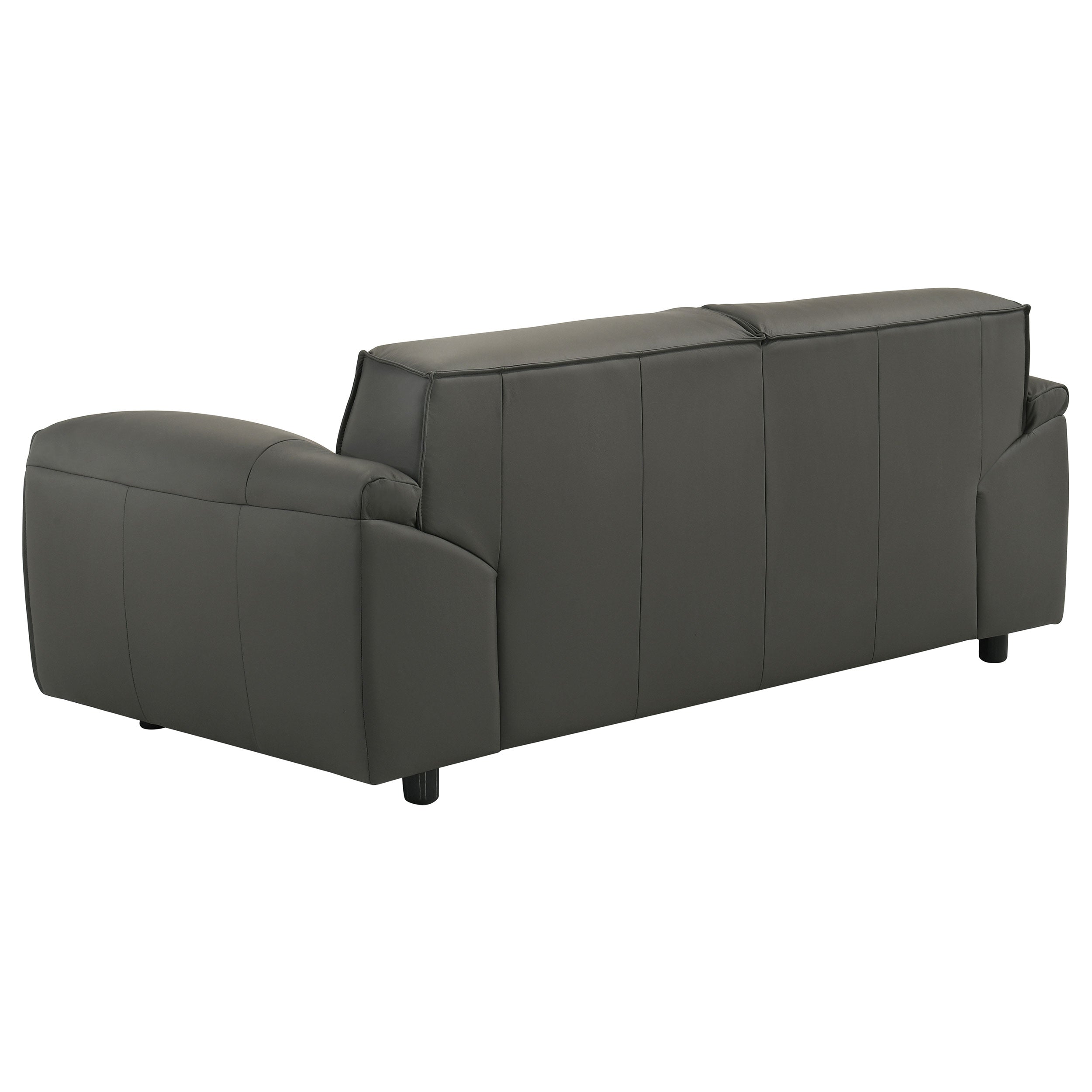 Buxton Graphite Top Grain Leather Upholstered Loveseat
