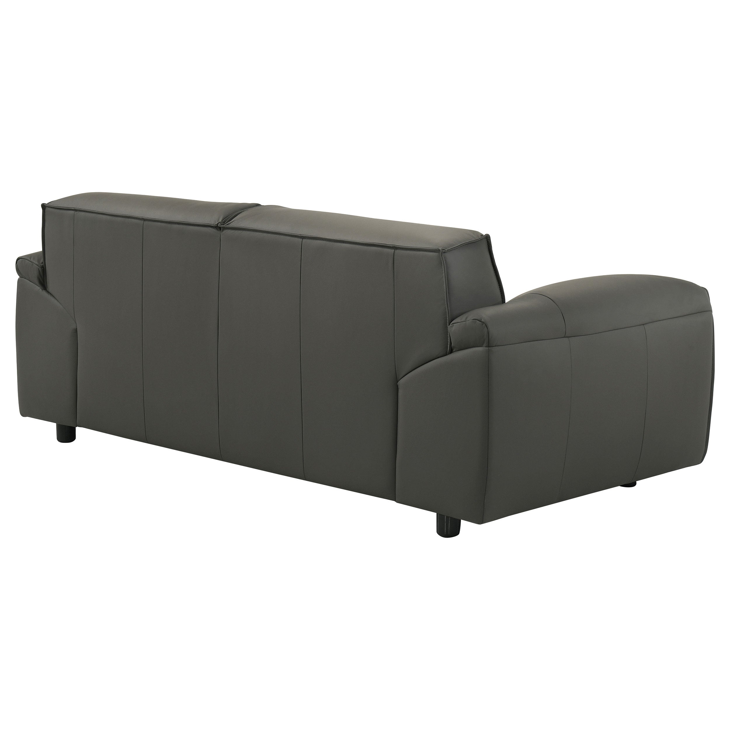 Buxton Graphite Top Grain Leather Upholstered Loveseat