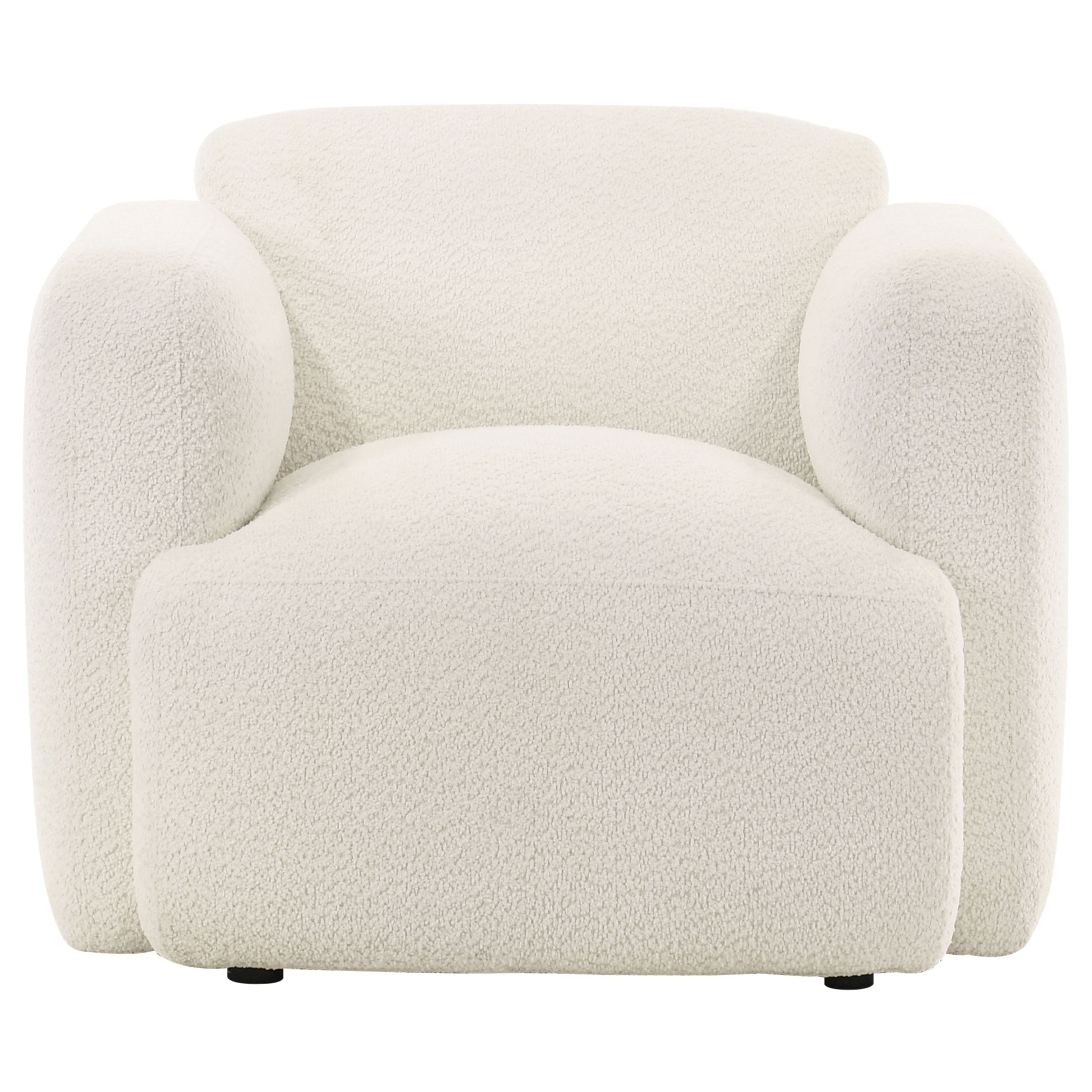 Dorset White Fabric Upholstered Round Track Arm Accent Chair
