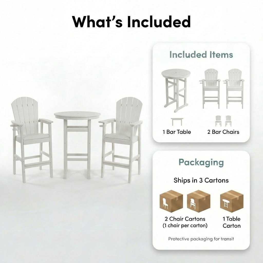 Hdpe Outdoor Bistro Set HDPE Frame - White
