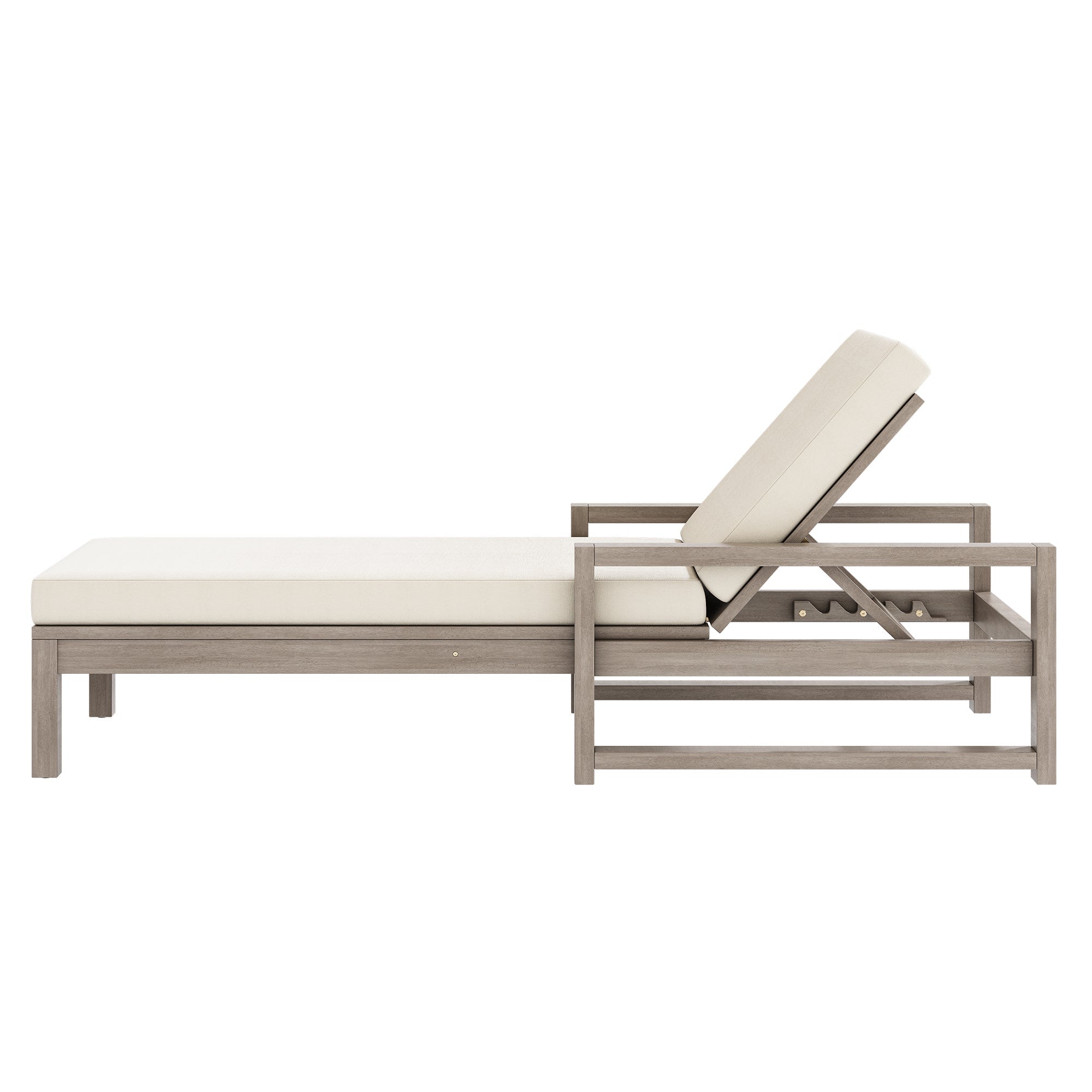 Trexm Outdoor Chaise Lounge Set Adjustable Back - Gray