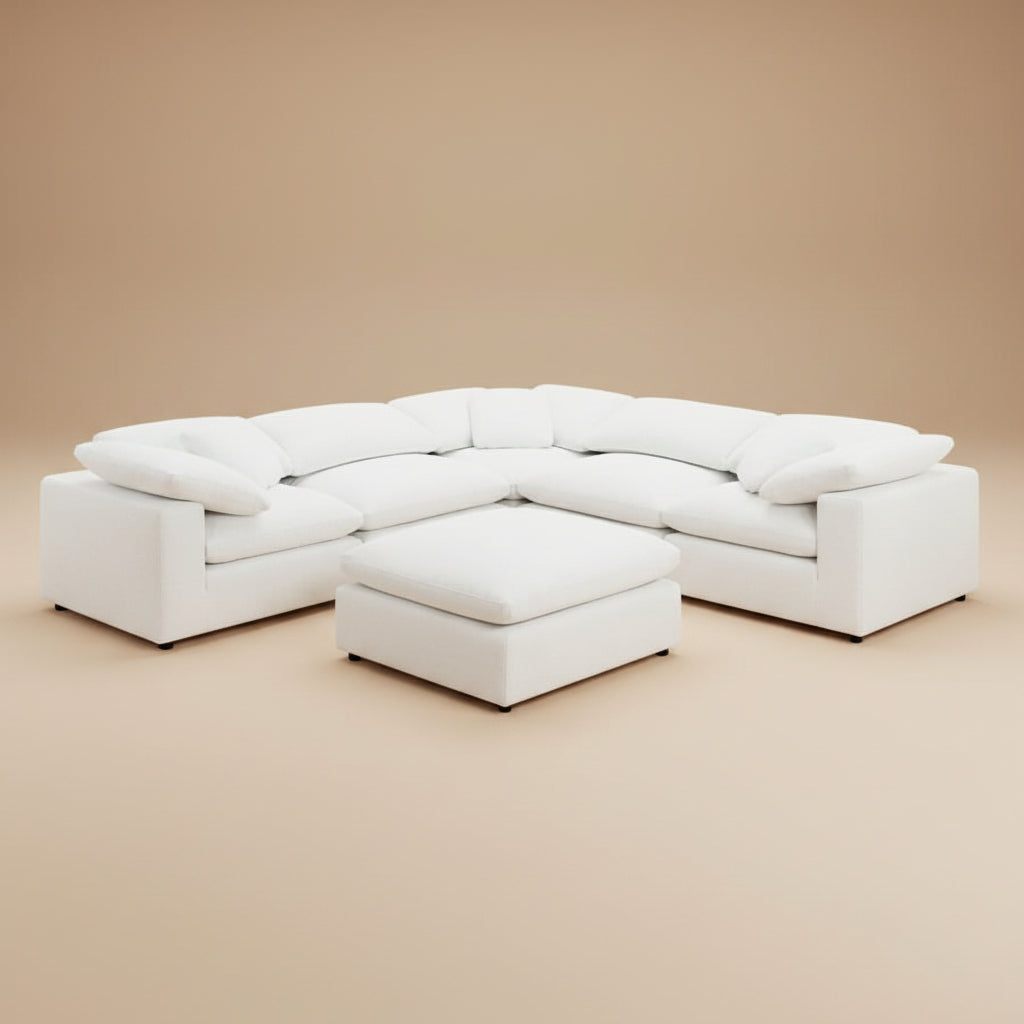 Raleigh 6-piece Boucle Upholstered Modular Sectional Ivory