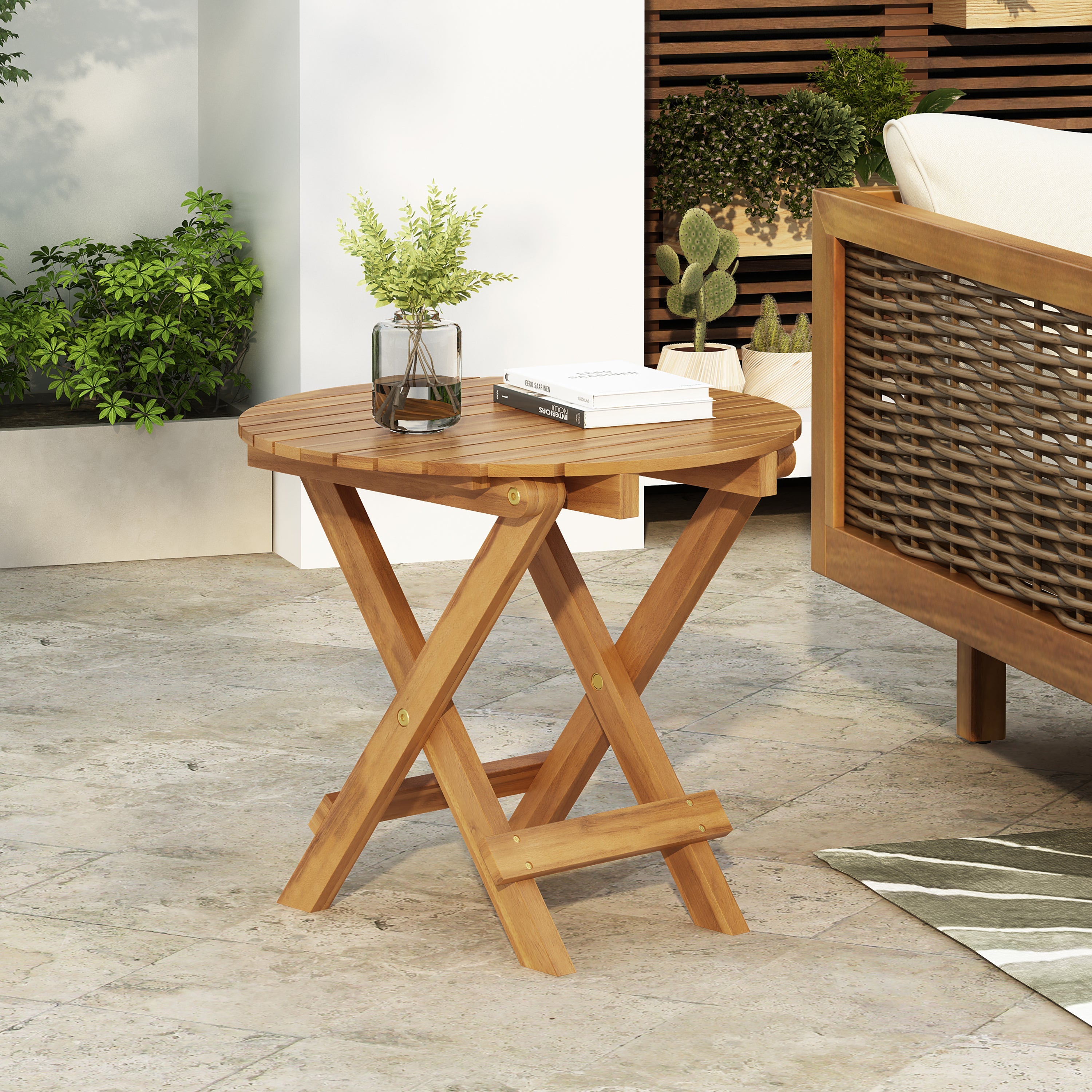 Installation Outdoor Side Table Adjustable Back