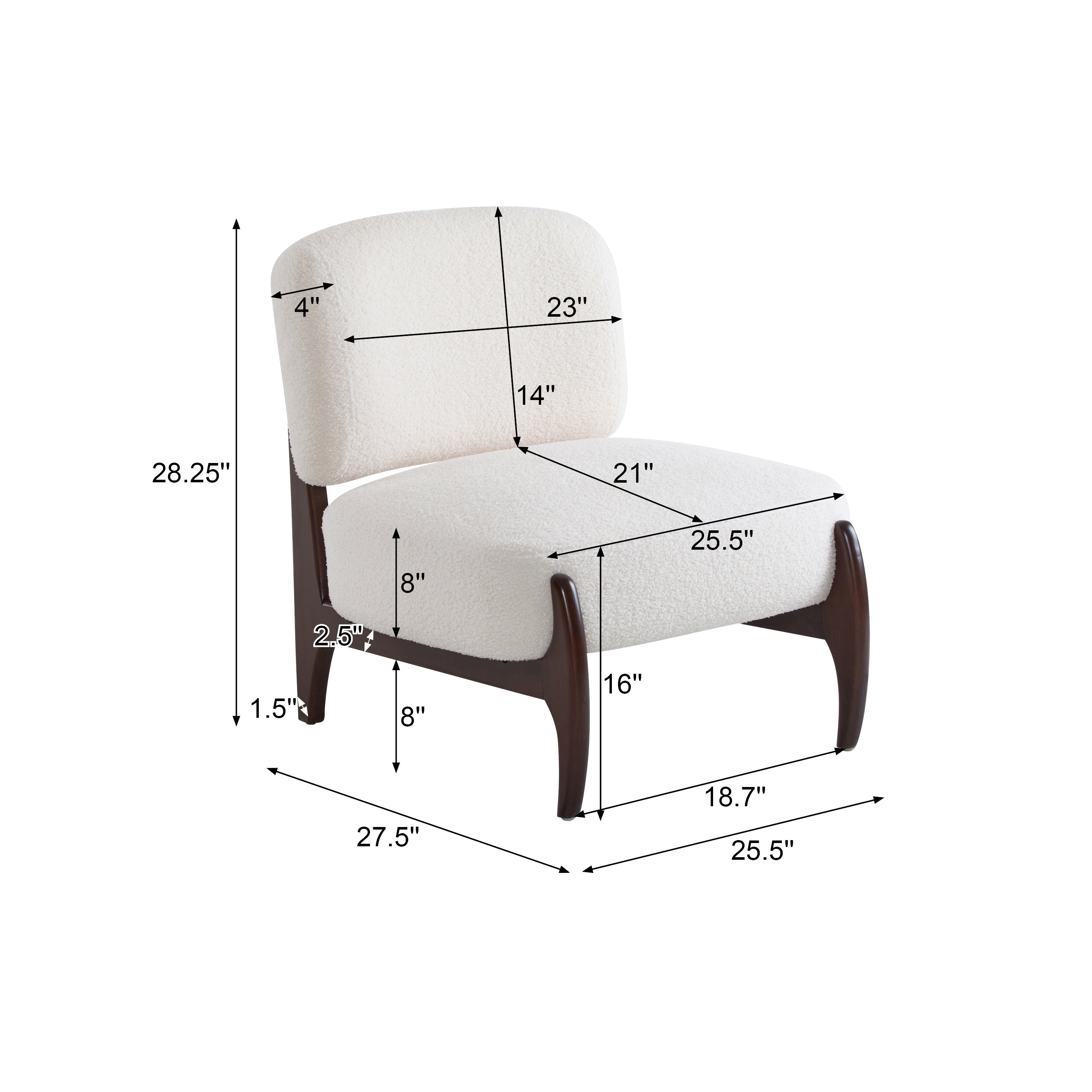 Easton Beige Modern Boucle Lounge Chair with Solid Wood Frame