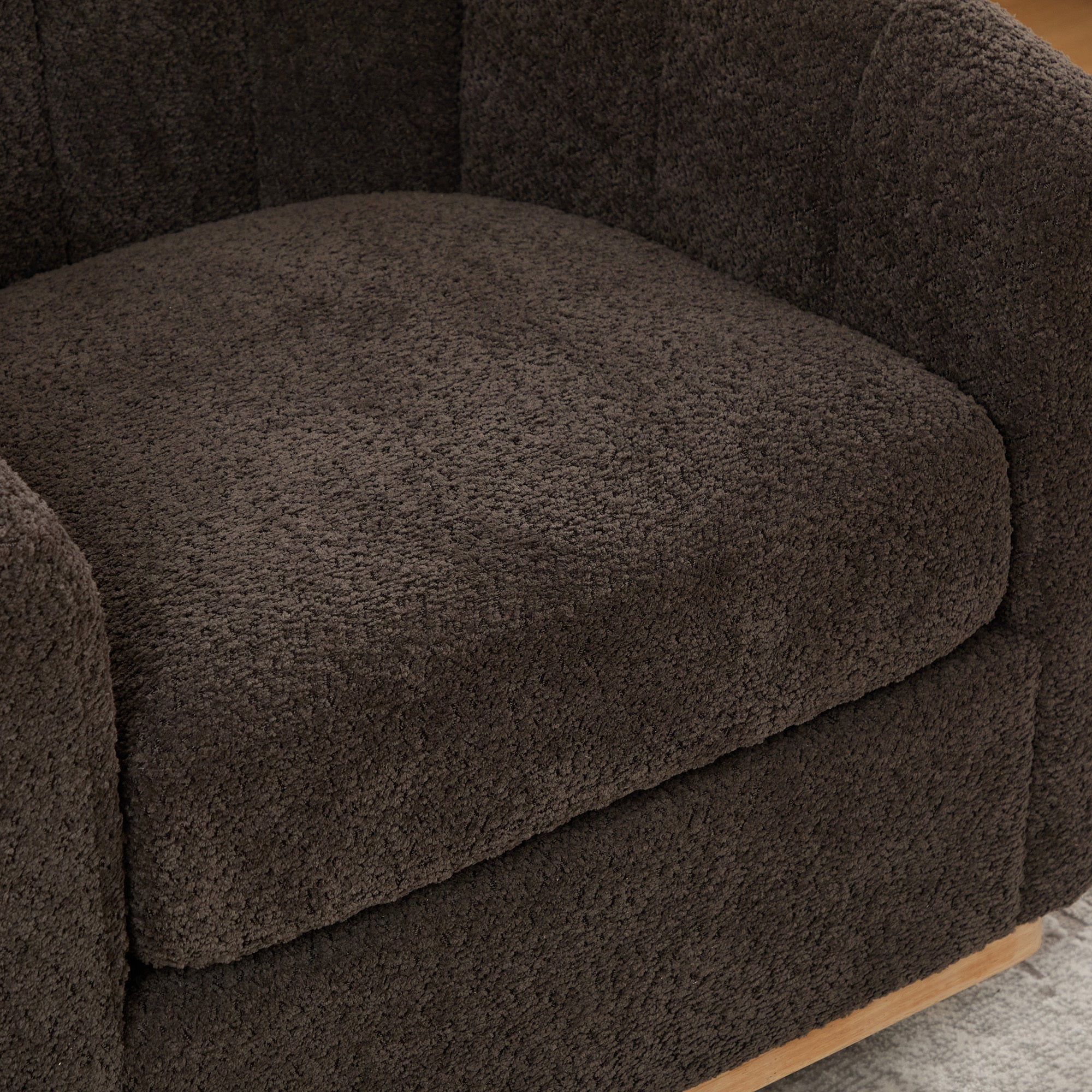 Eaton Charcoal Swivel Barrel Chair with Metal Base and Tufted-Chenille Upholstery