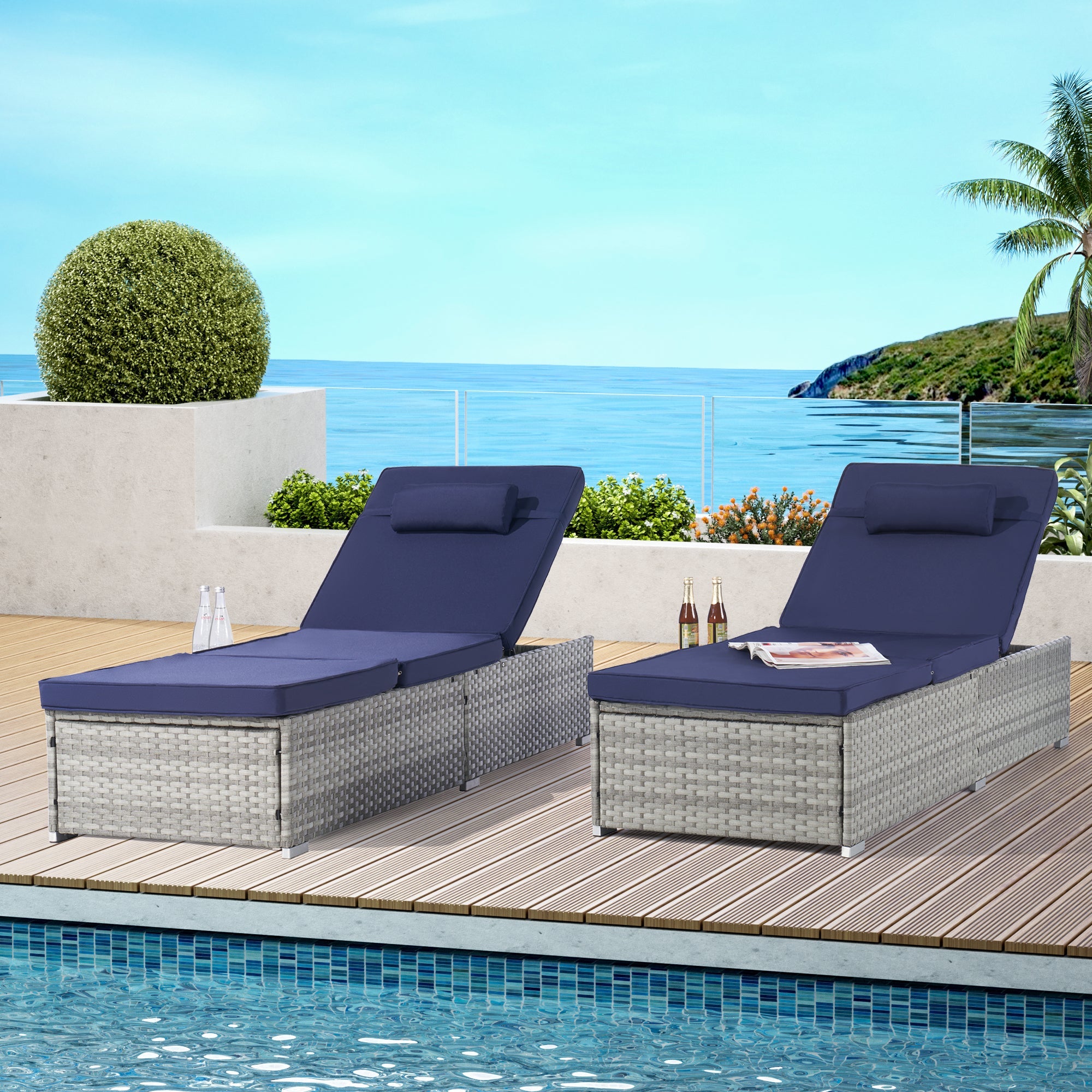 Outdoor Sofa Rattan Frame - Gray