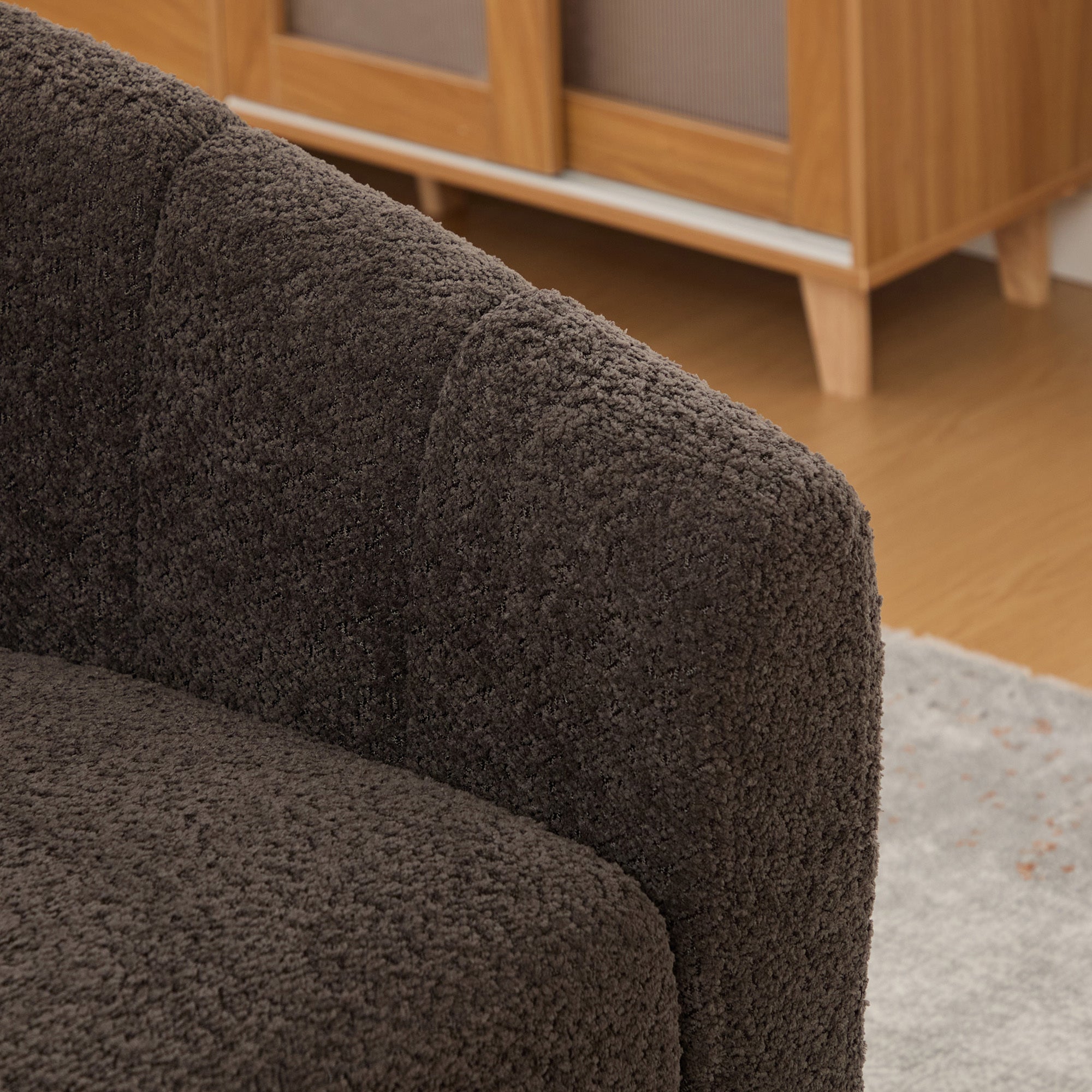 Eaton Charcoal Swivel Barrel Chair with Metal Base and Tufted-Chenille Upholstery