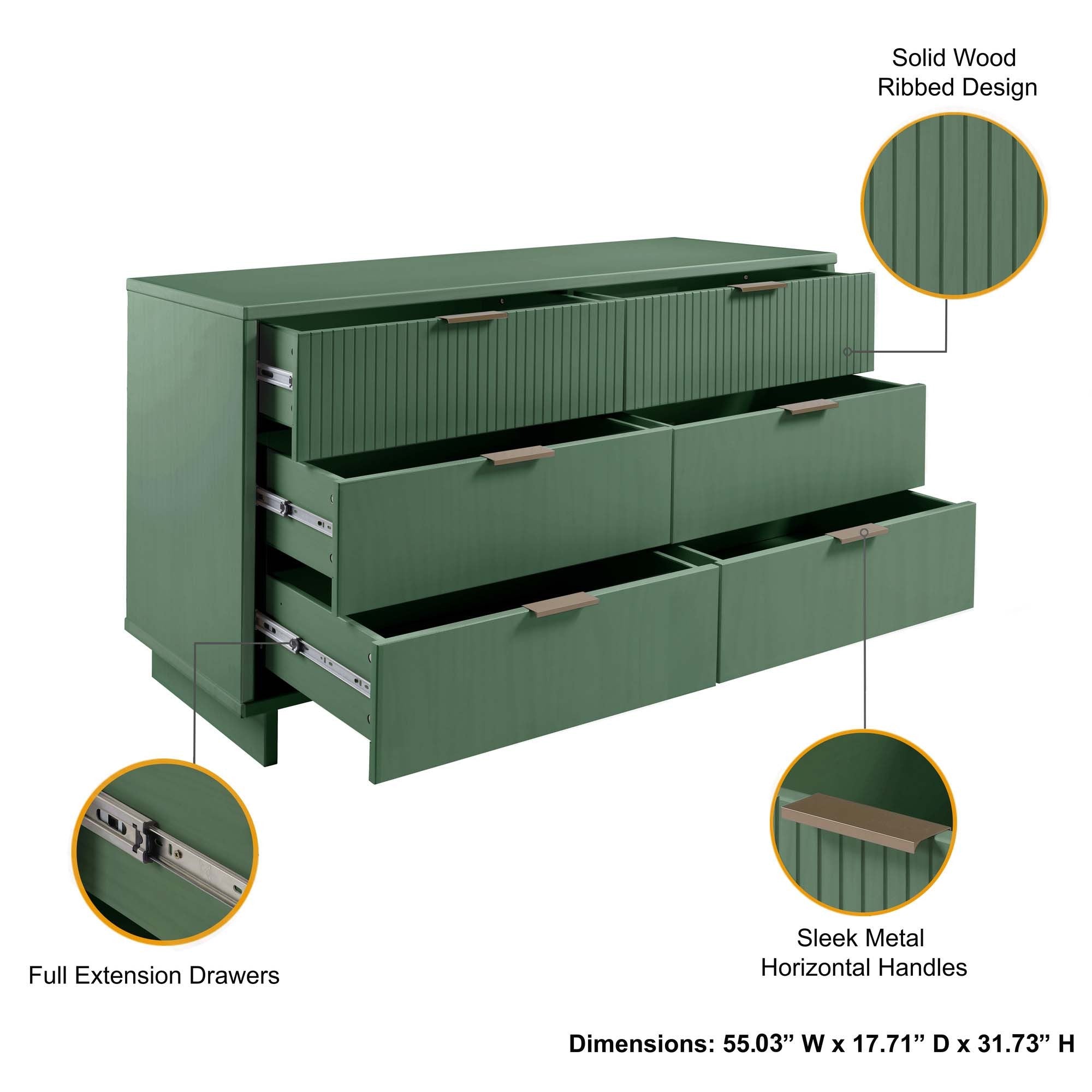 Granville 55.04 Double Wide Dresser in Sage Green