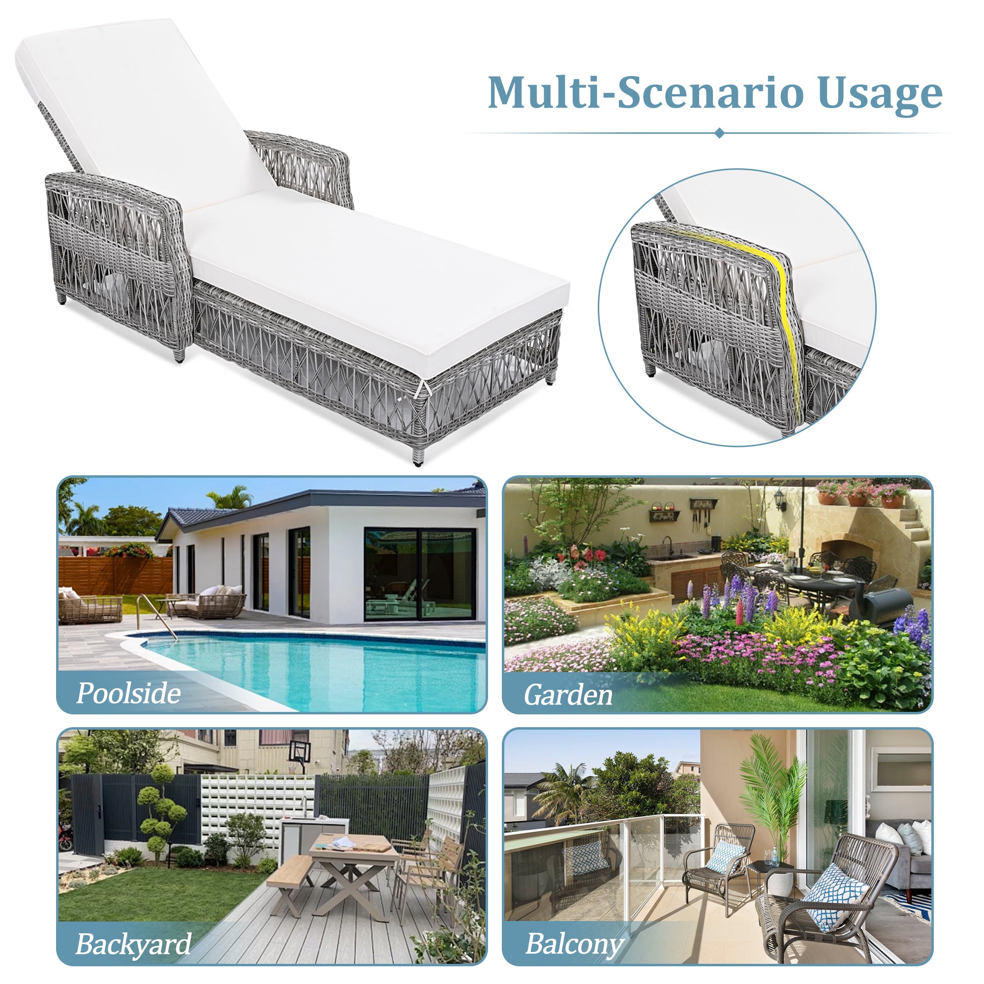 Go Outdoor Chaise Lounge Adjustable Back - Beige