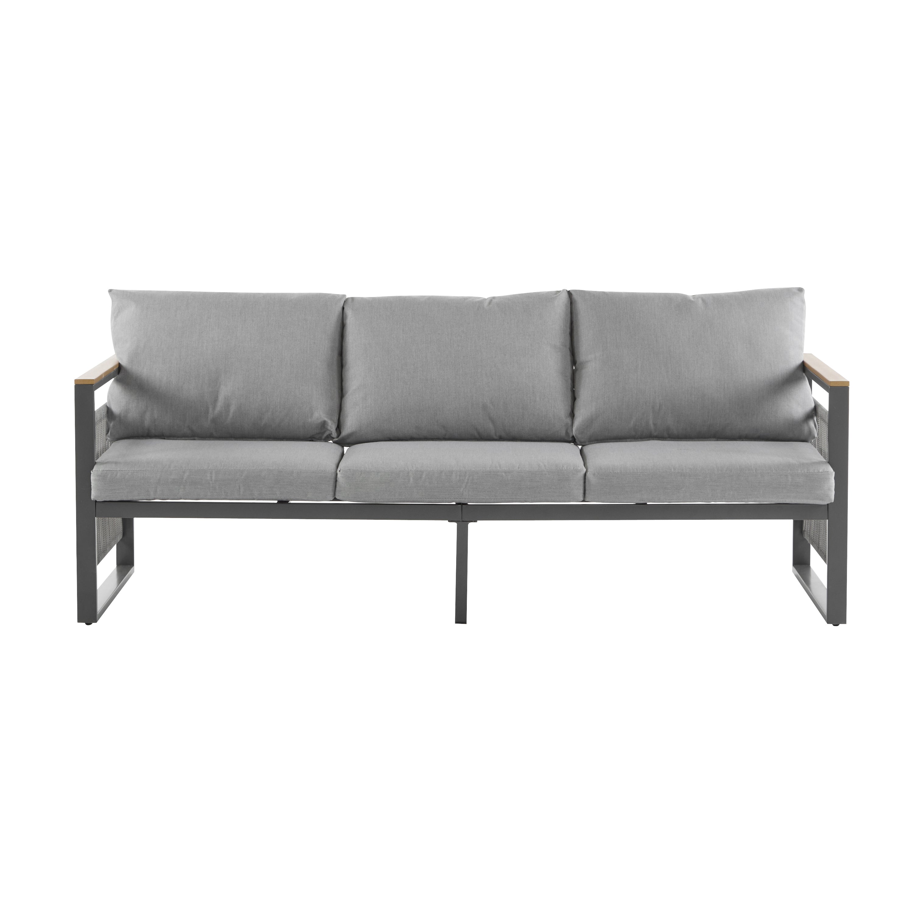 Outdoor Sofa Set Cushioned Seating - Gray