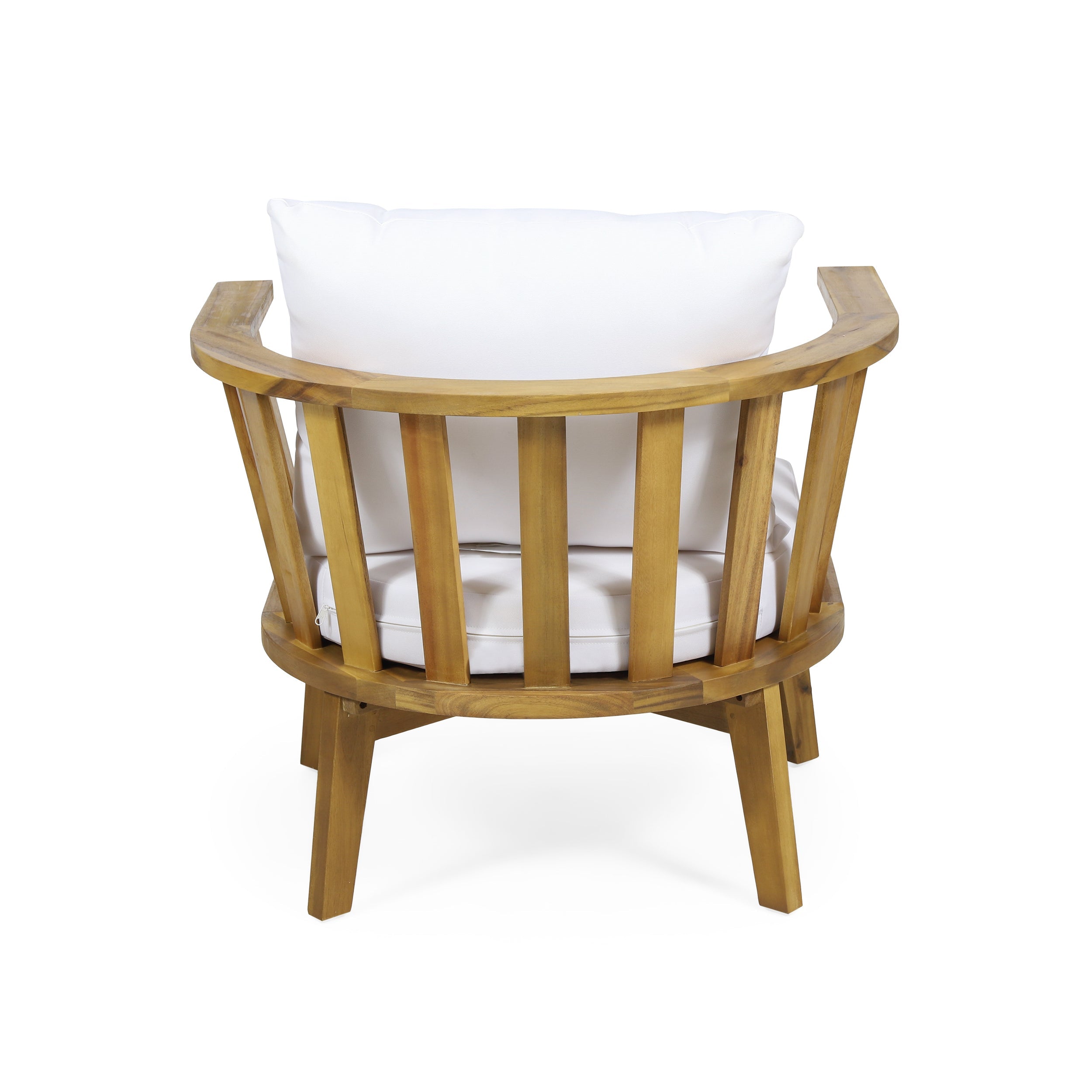 Curved Outdoor Club Chair Acacia Wood - White