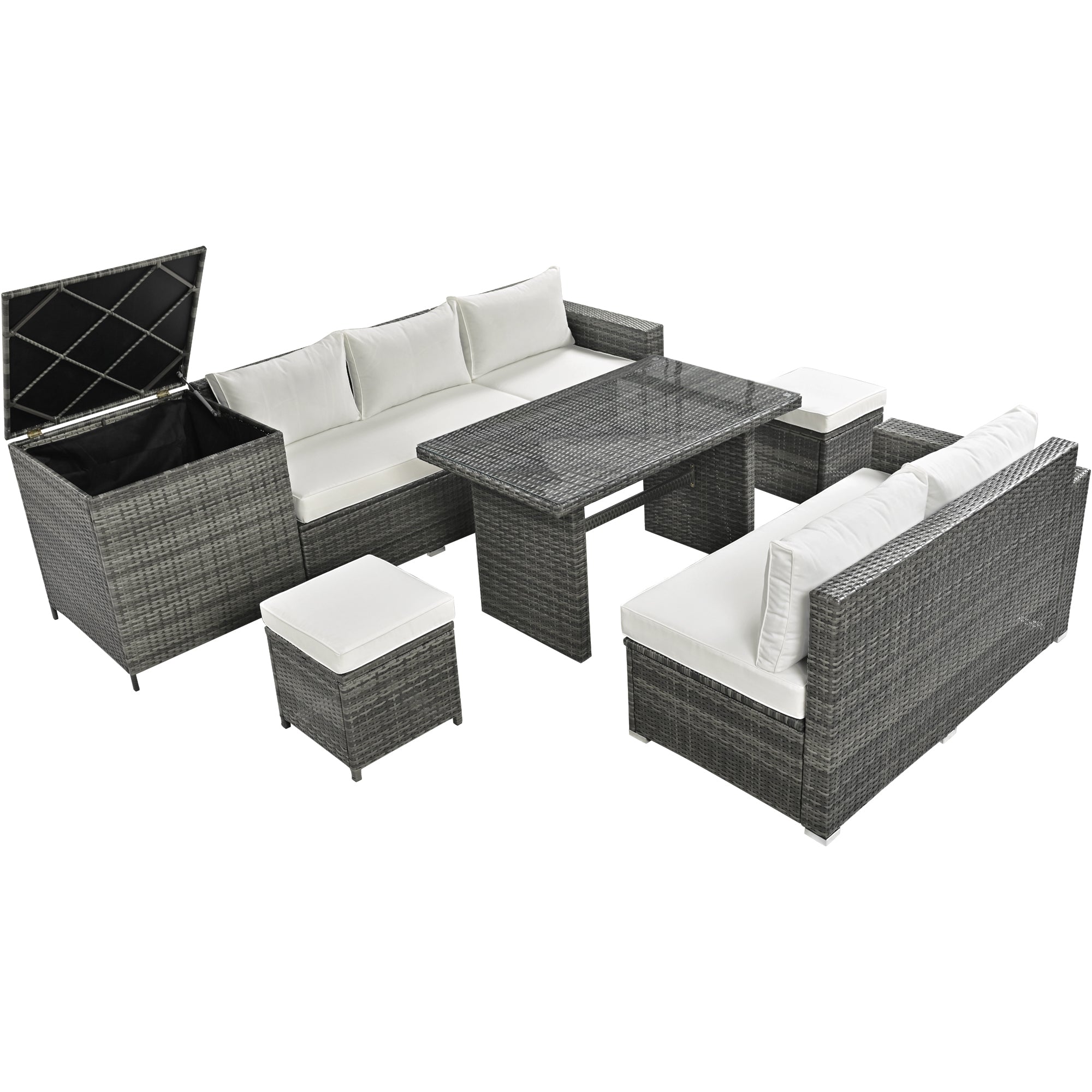 Topmax Outdoor Sectional Set Adjustable Back - Beige
