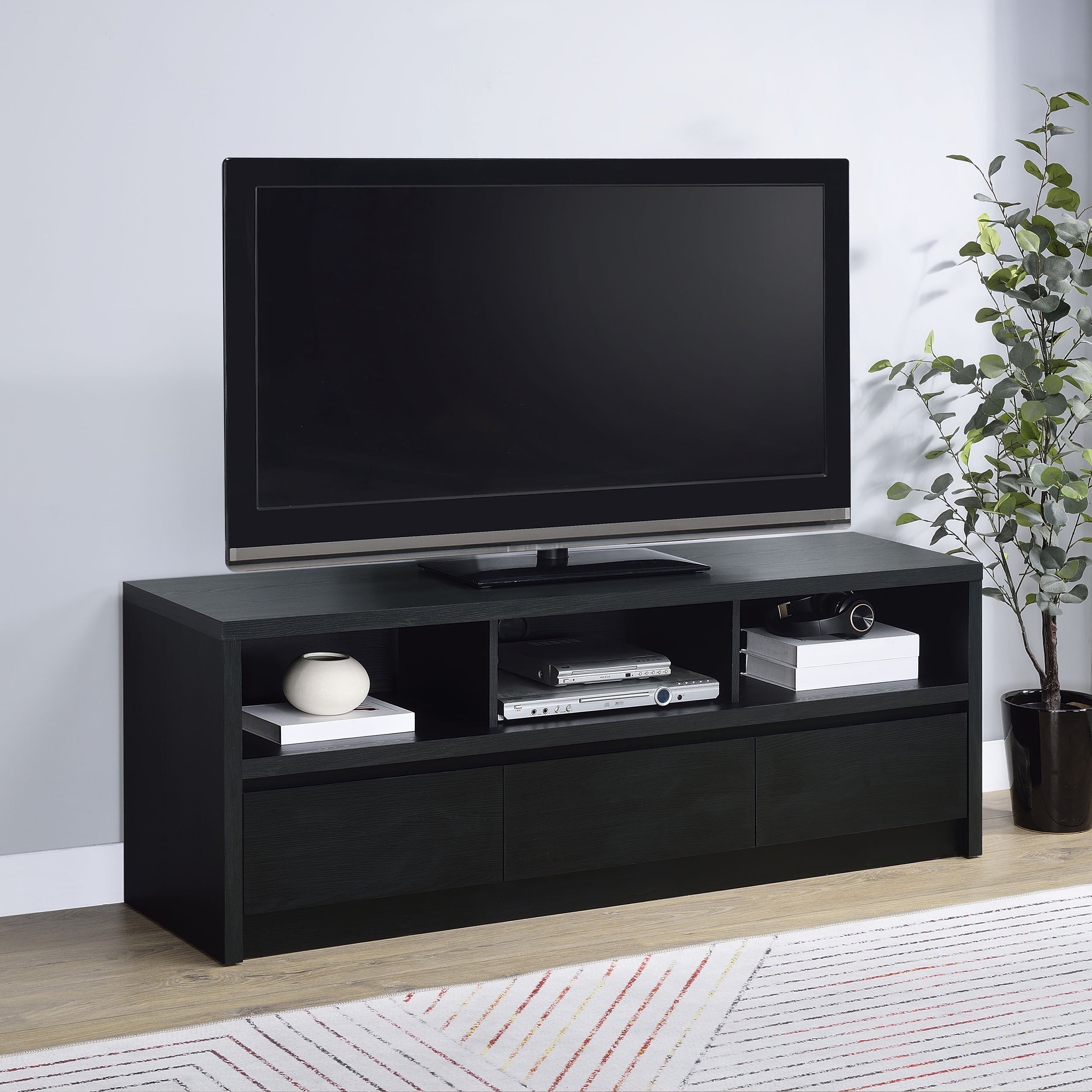Rutland  3-drawer TV Stand Media Console Black