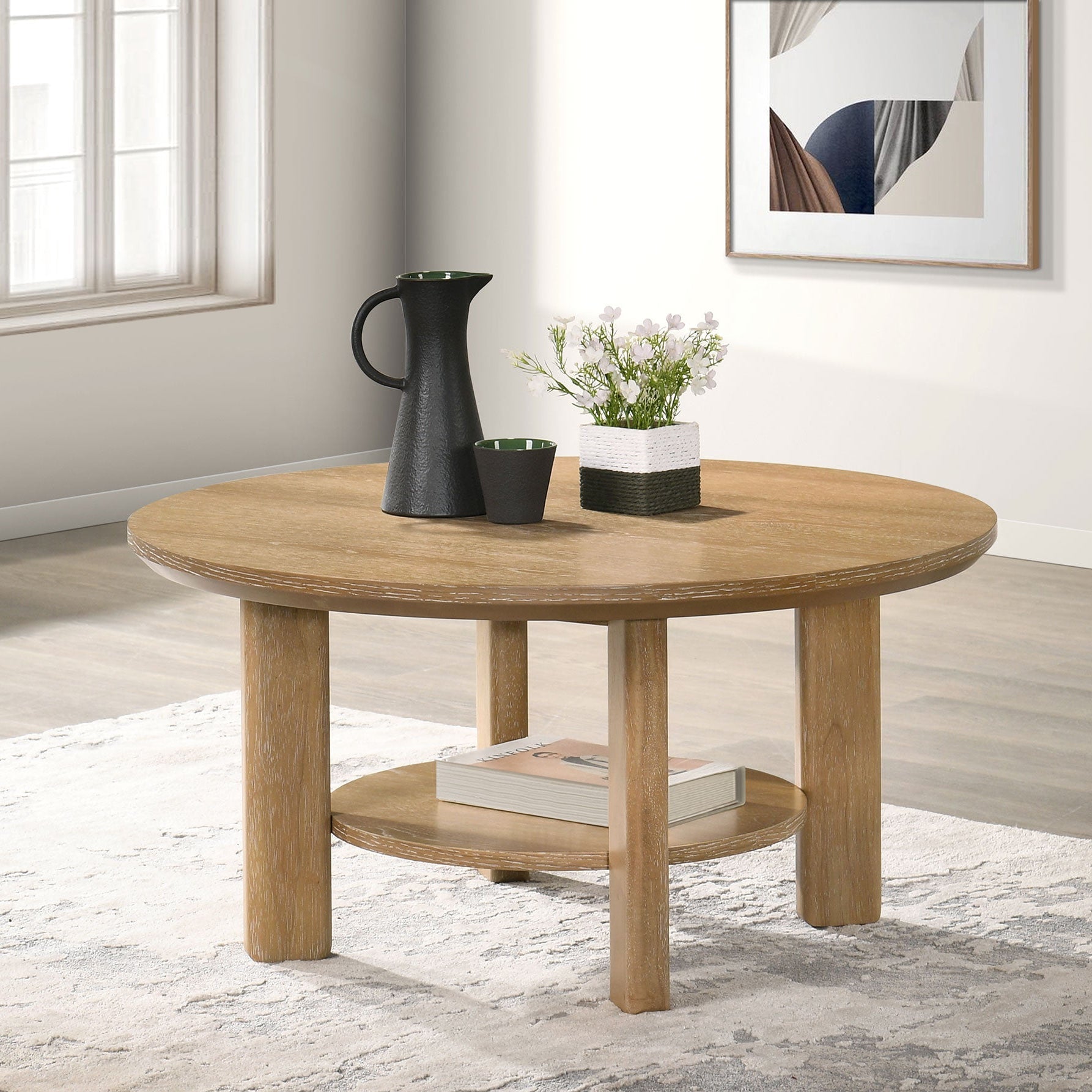 Ottowa 35-inch Light Oak Round Wood Cocktail Coffee Table