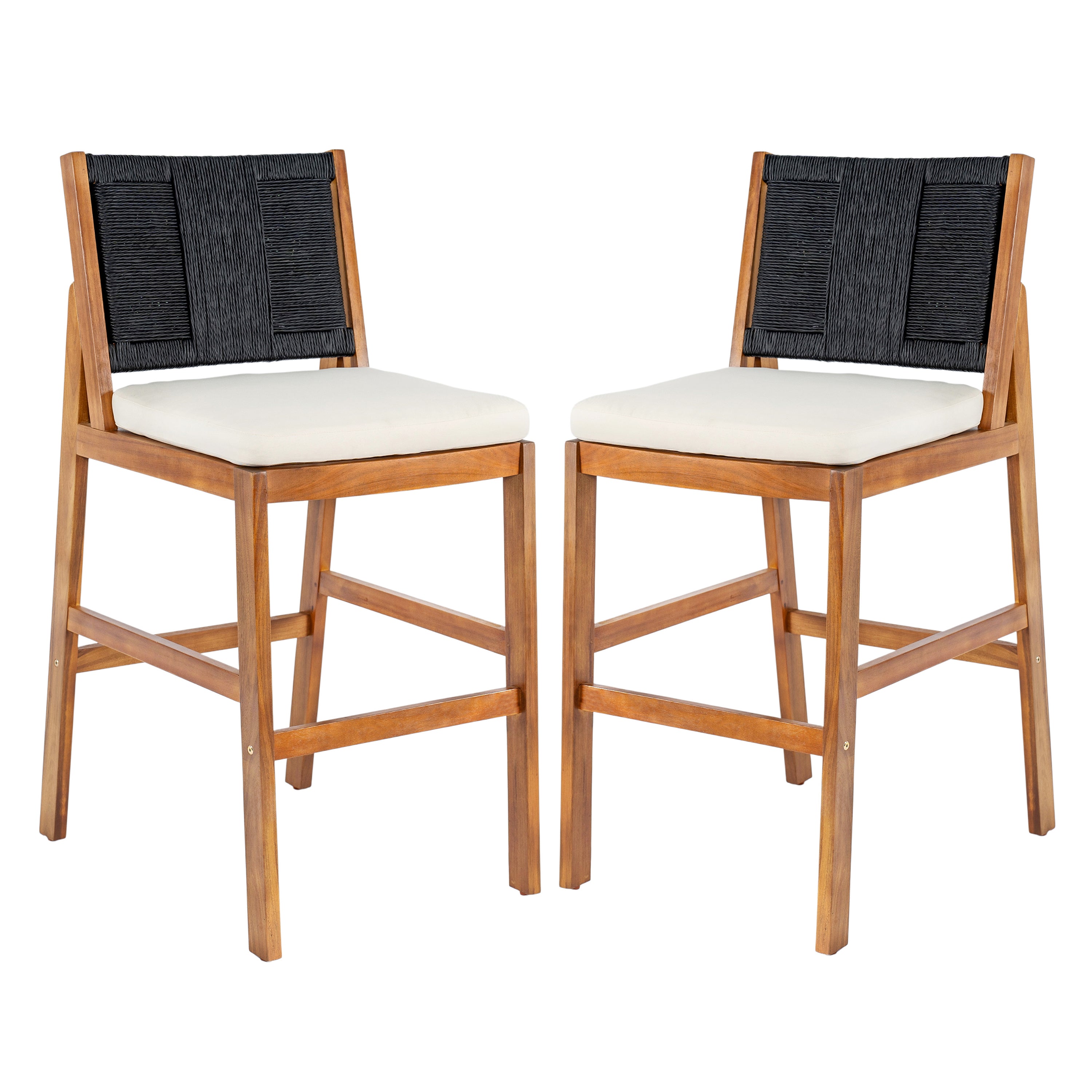 Outdoor Bar Stool Cushioned Seating - Teak