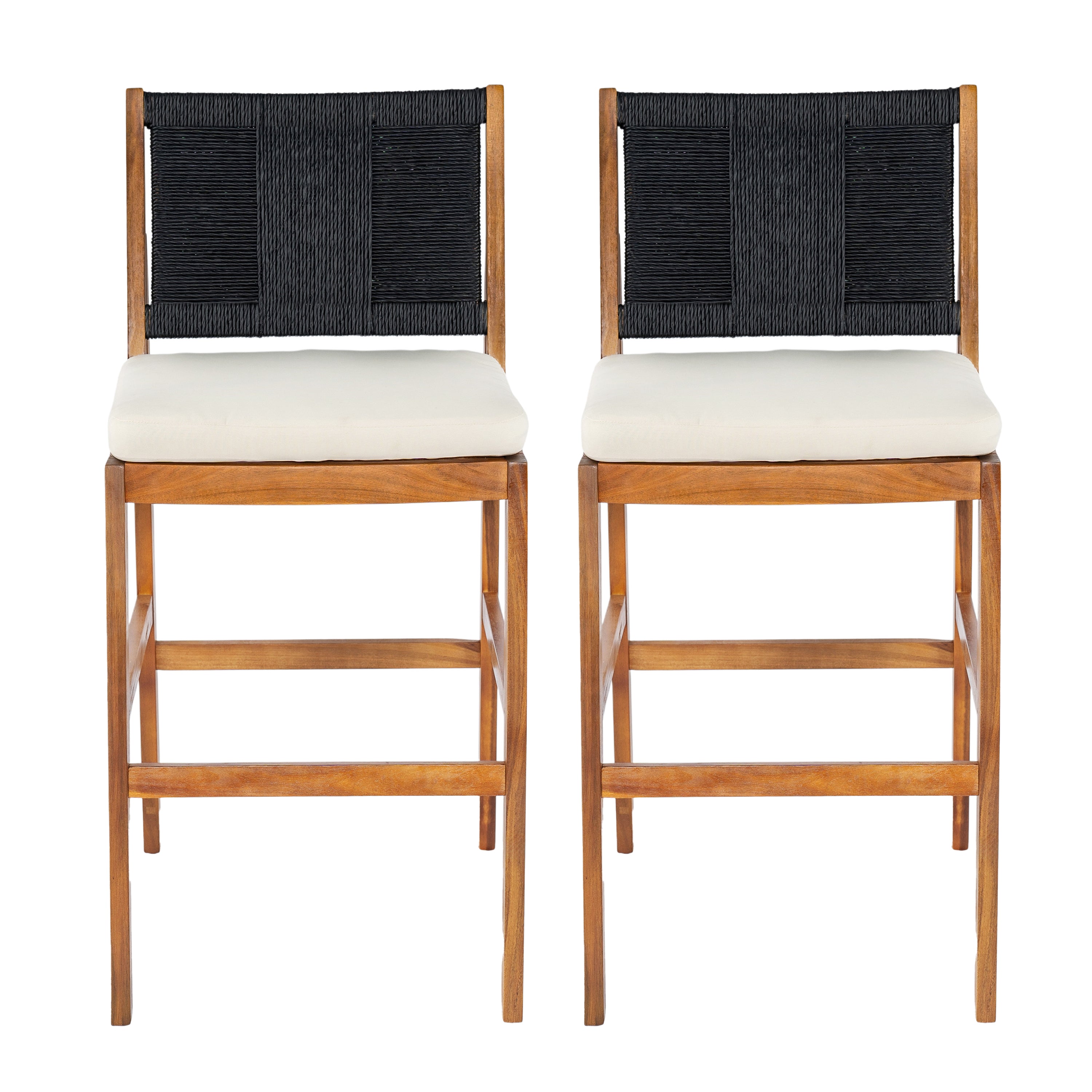 Outdoor Bar Stool Cushioned Seating - Teak
