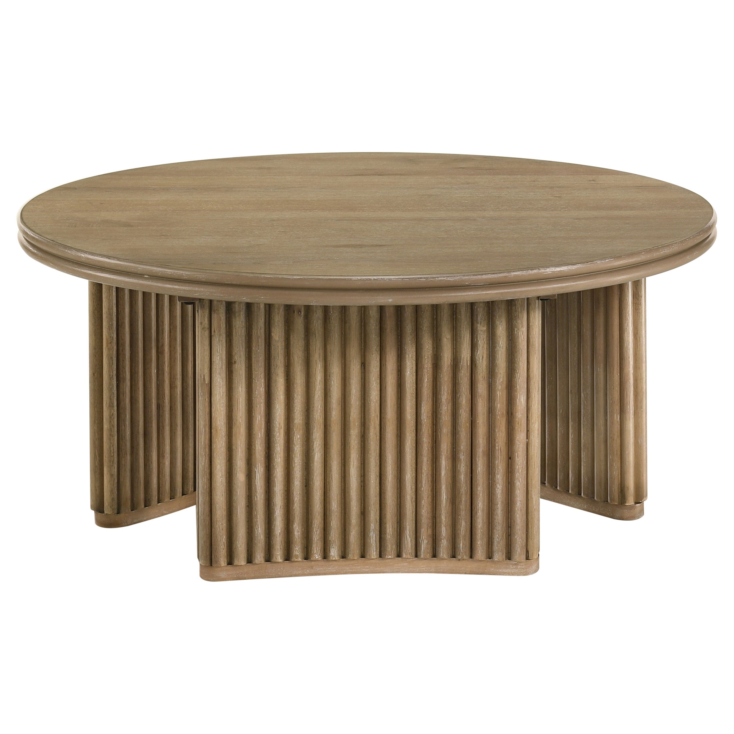 Adina Round Wood Coffee Table Distressed Light Brown