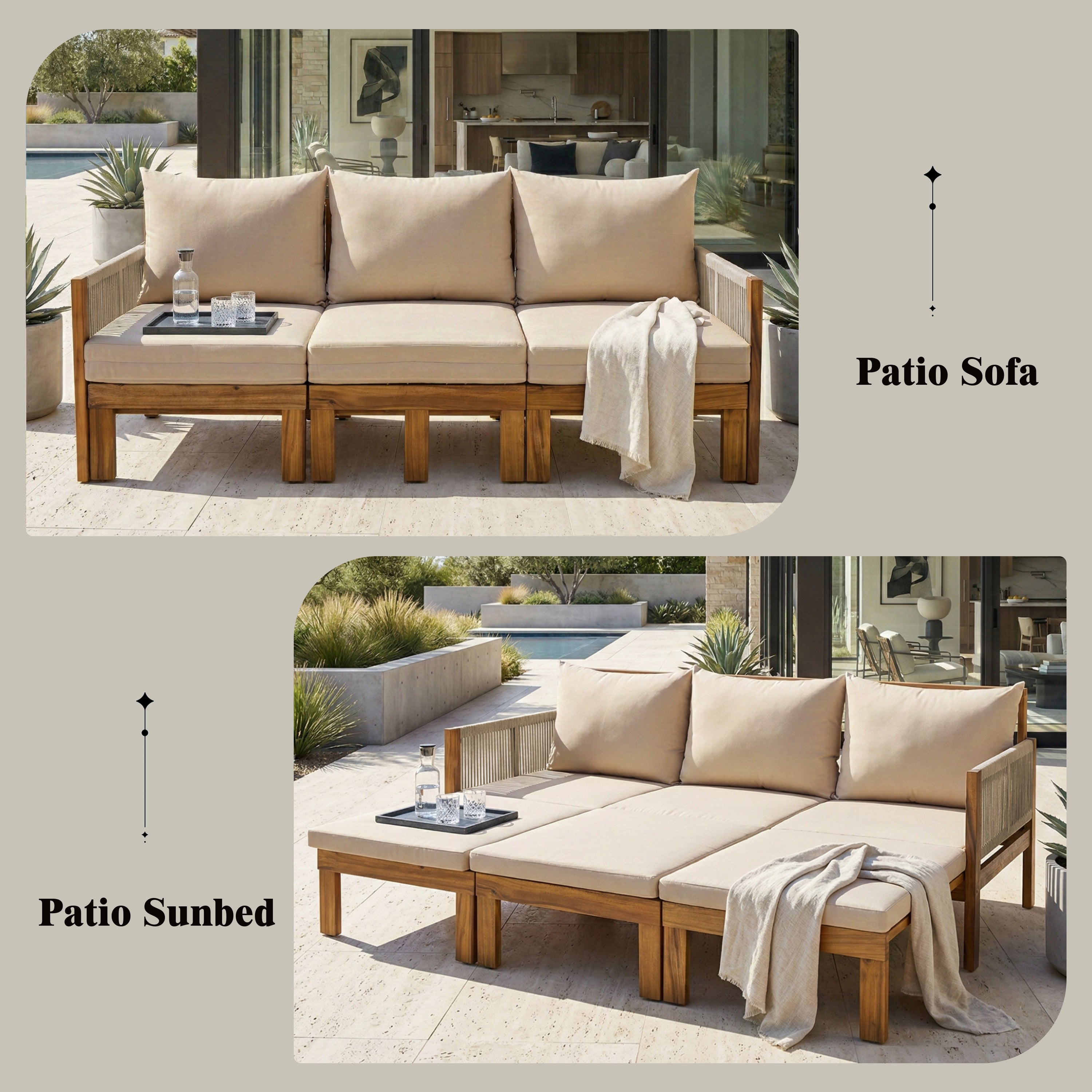 Daybed Outdoor Canopy Daybed Cushioned Seating - Brown