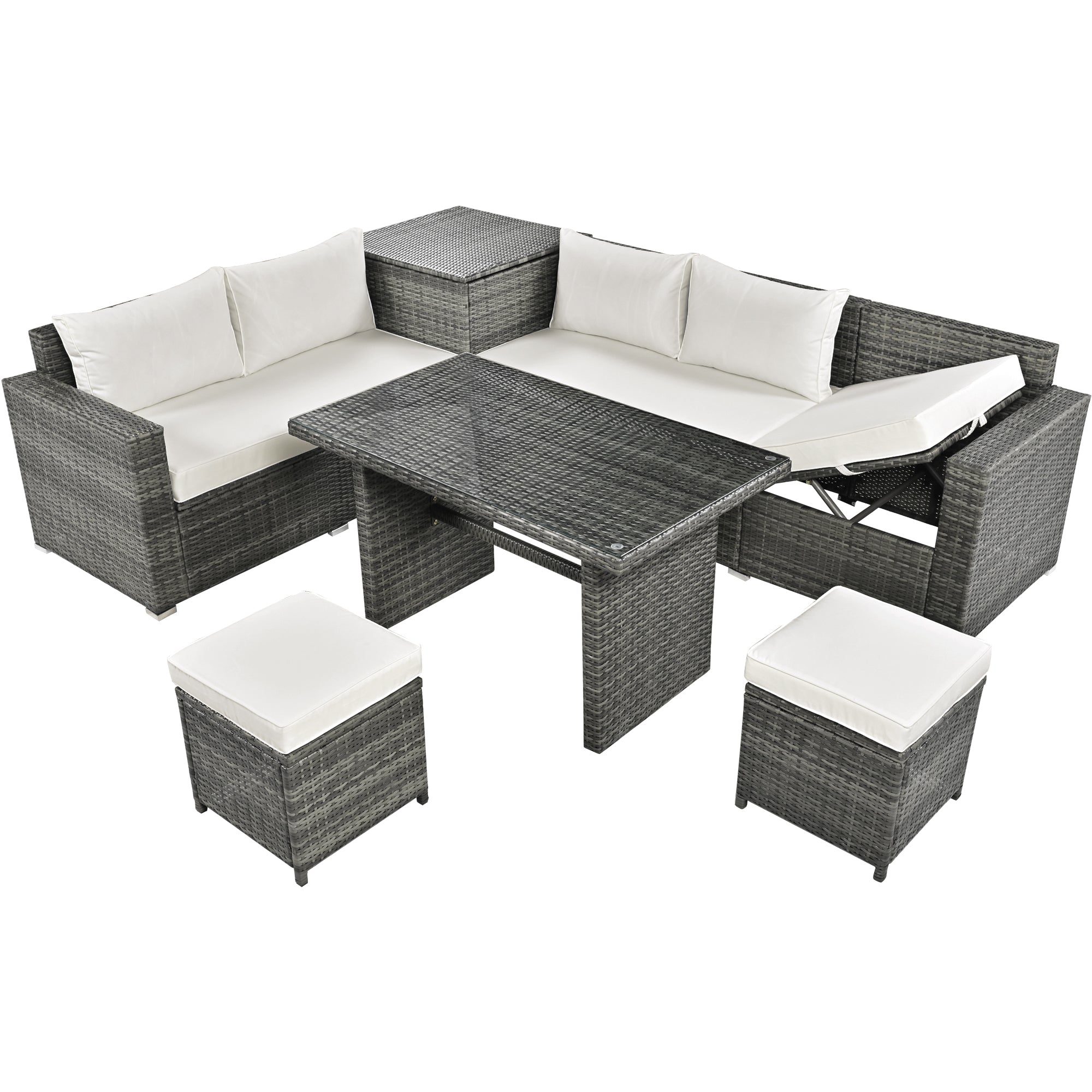 Topmax Outdoor Sectional Set Adjustable Back - Beige