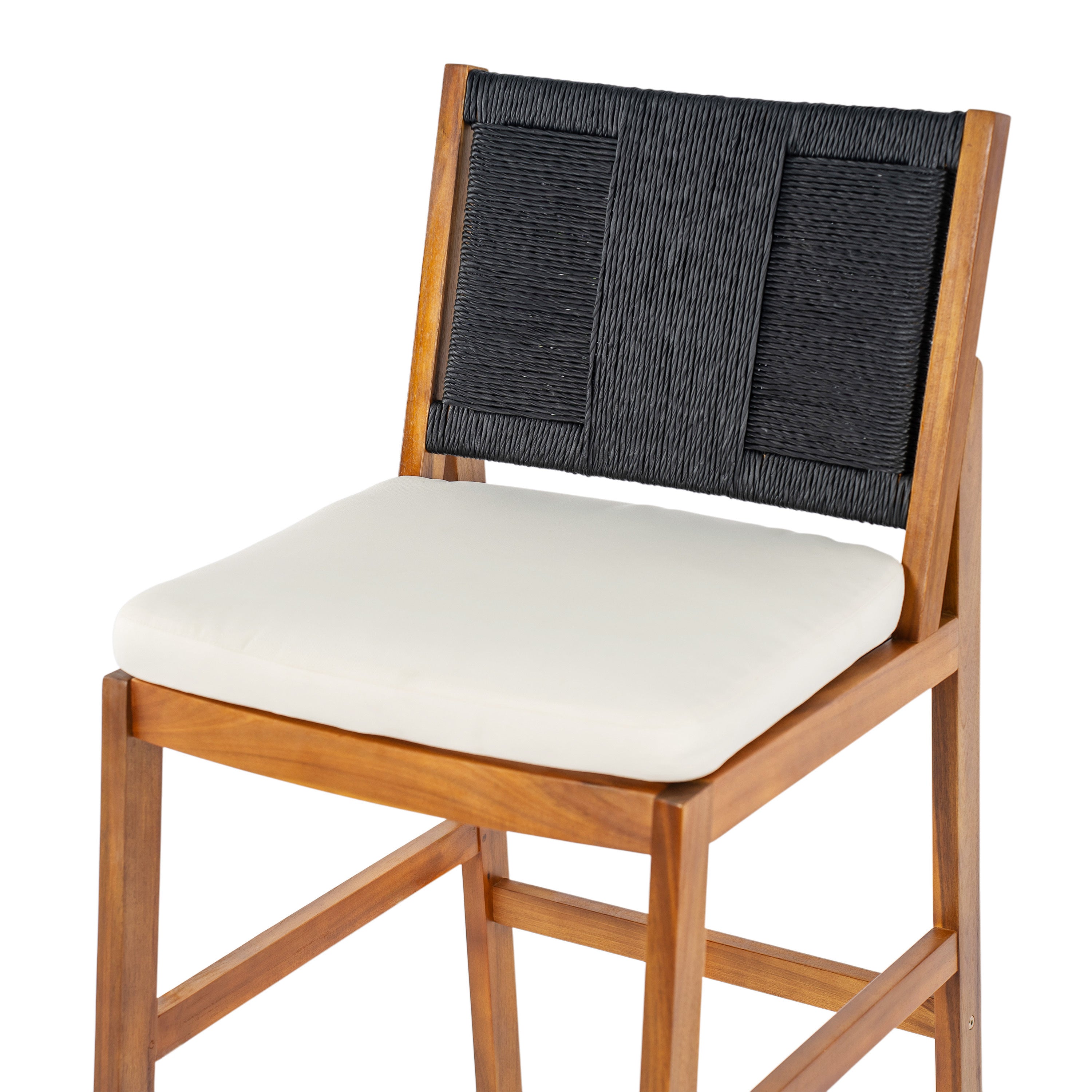 Outdoor Bar Stool Cushioned Seating - Teak