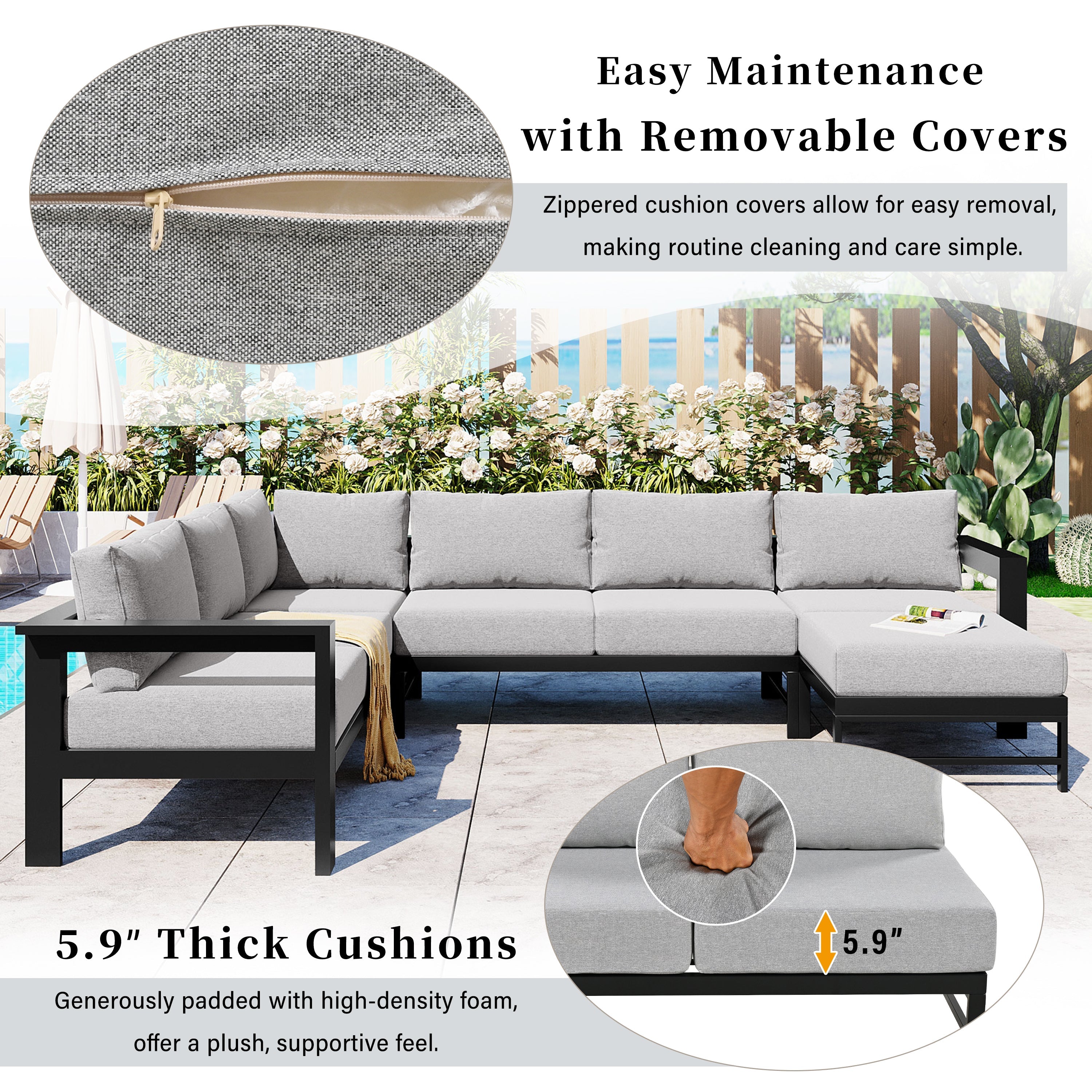 U-Style Outdoor U-Shaped Sectional Cushioned Seating