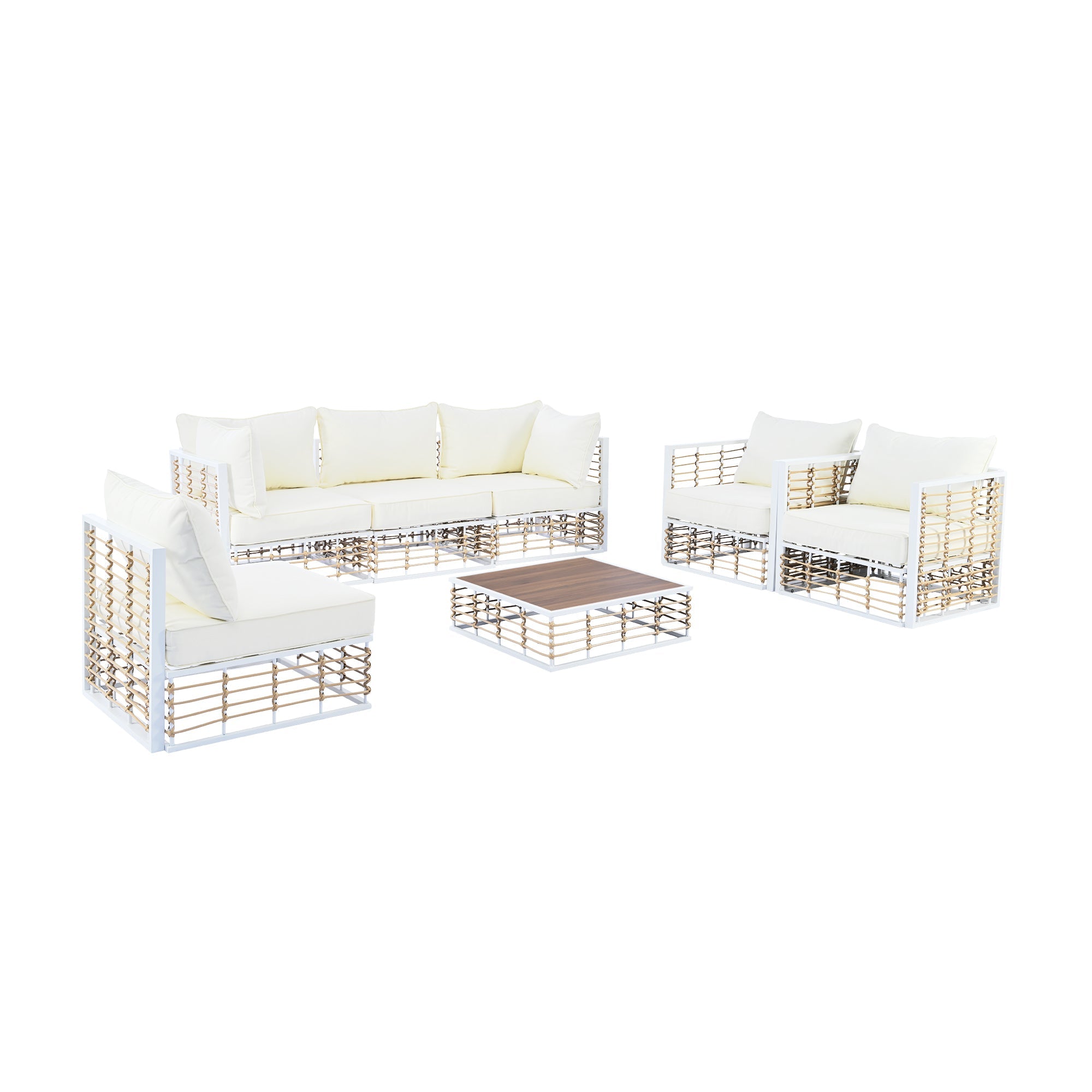 Topmax Outdoor Sectional Set Cushioned Seating - White