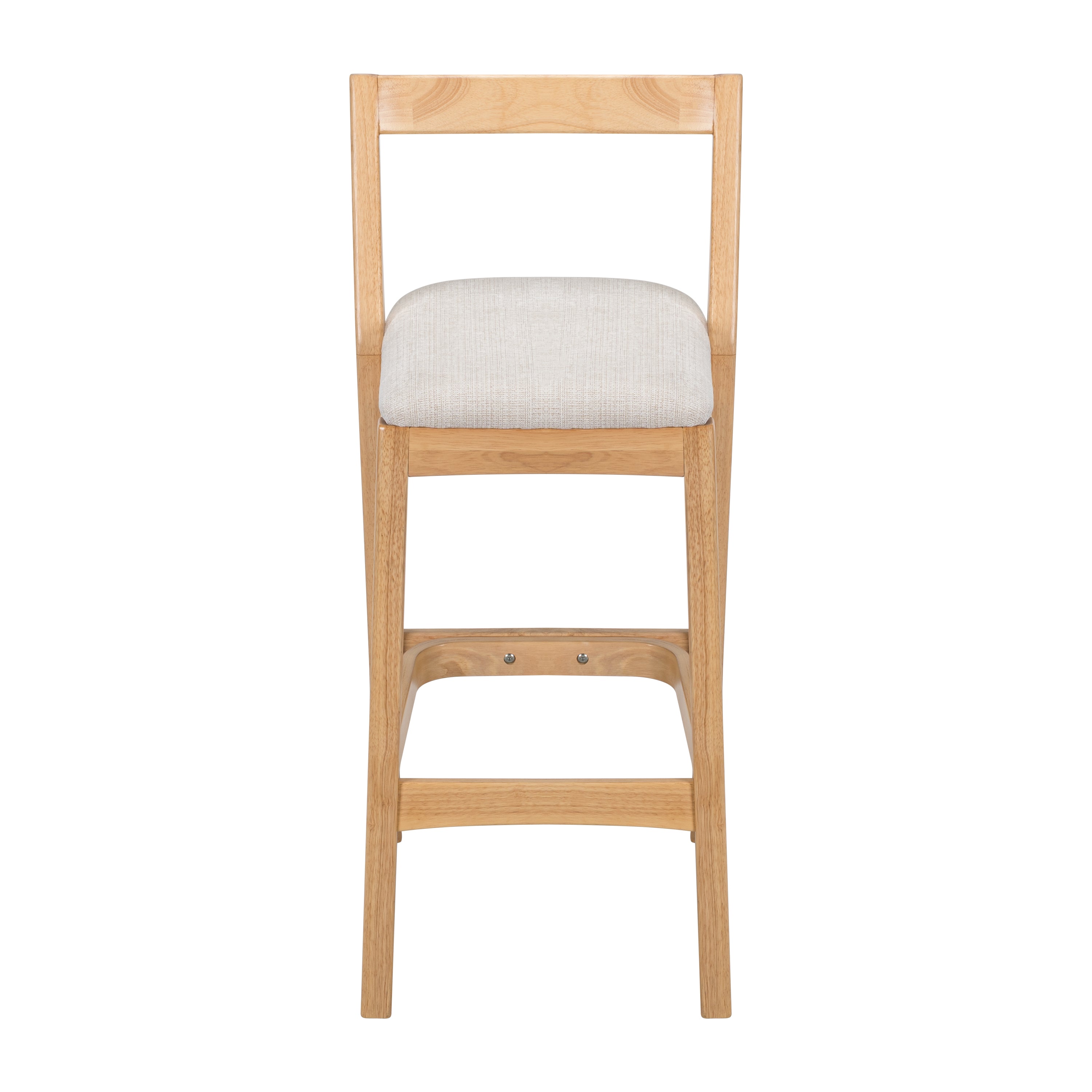 Jasper Indoor Rubberwood Barstool with Beige Upholstery, Natural Finish, Set of 2