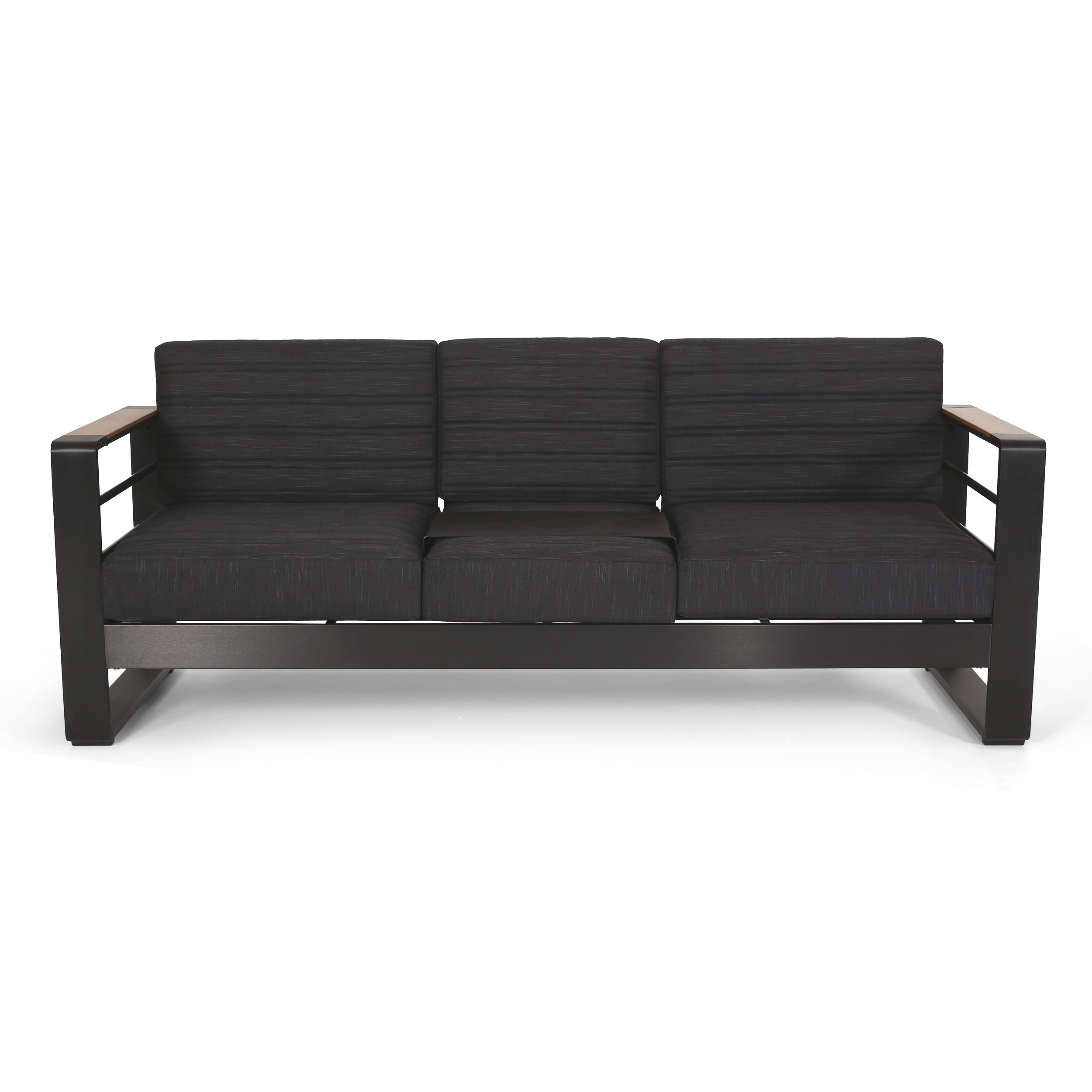 Giovanna Outdoor 3-Seater Sofa Cushioned Seating - Black