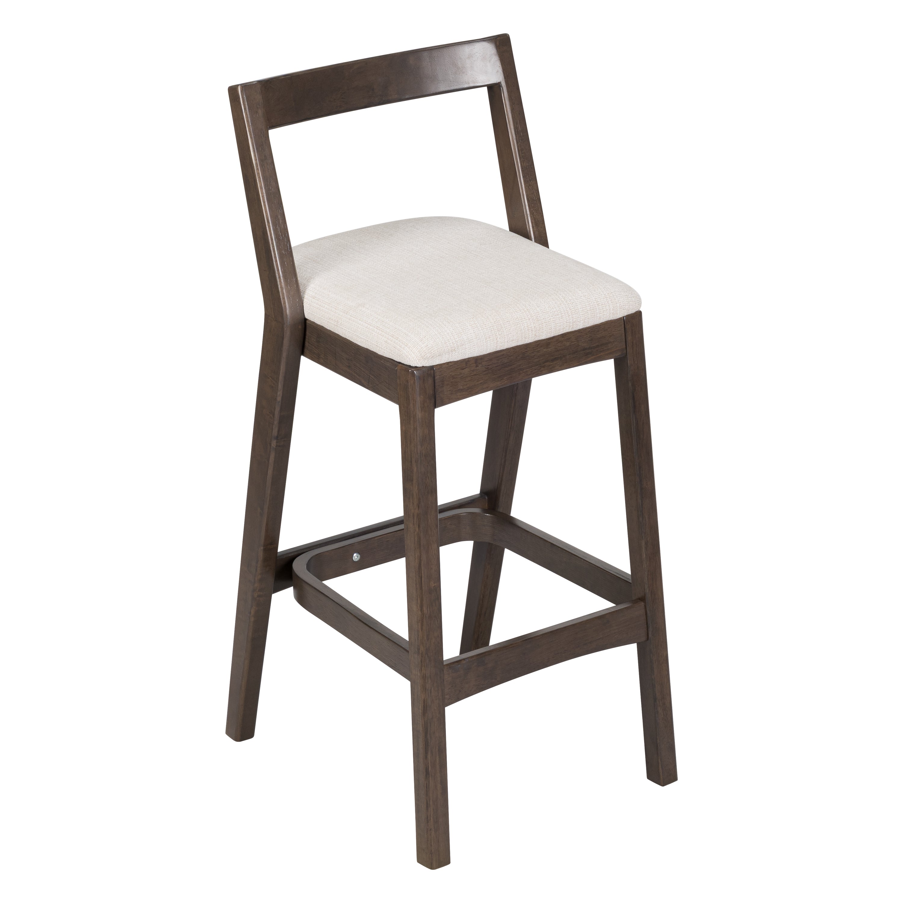 Jasper Indoor Rubberwood Barstool with Beige Upholstery in Dark Brown Finish, Set of 2