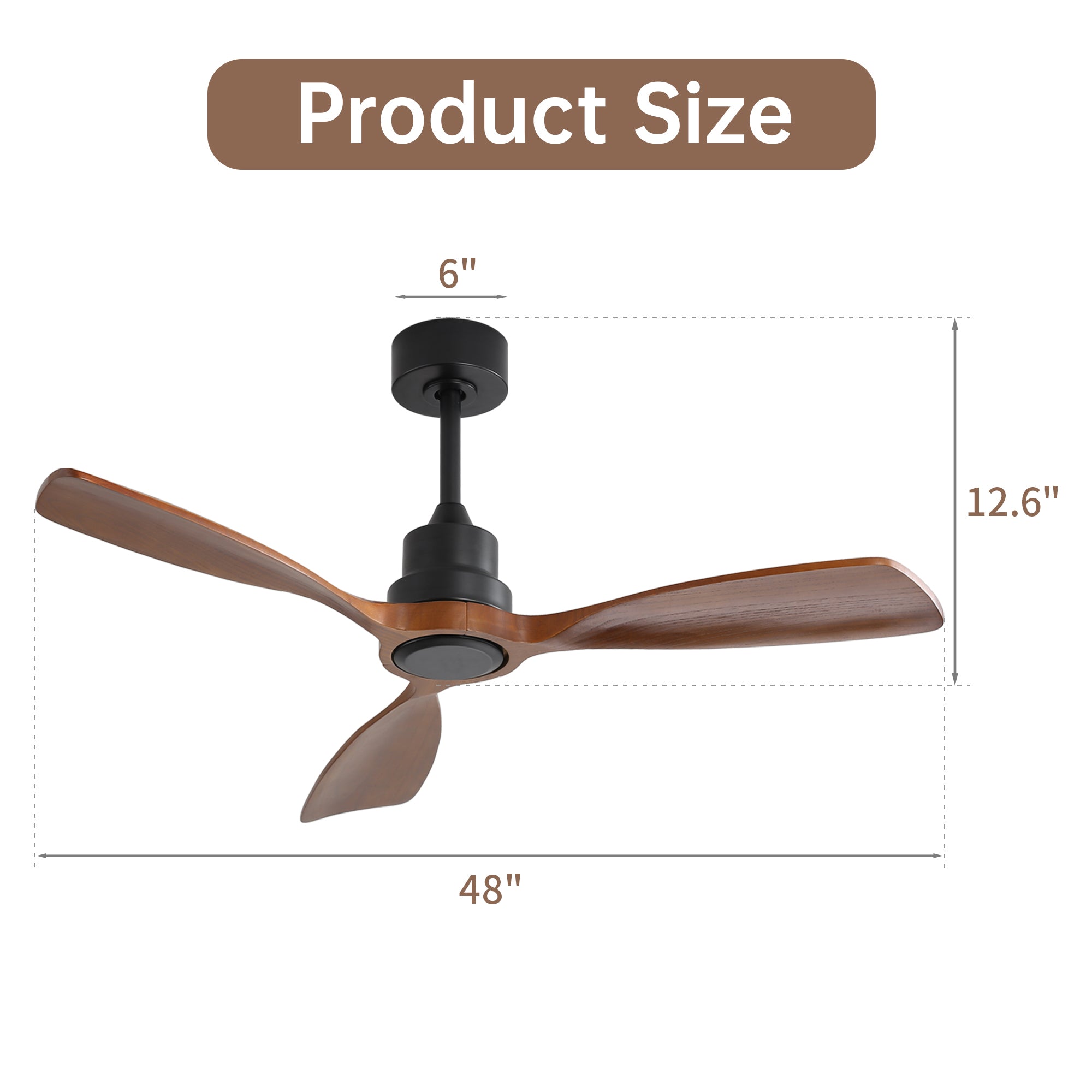 Inch Outdoor Ceiling Fan DC Motor - Black