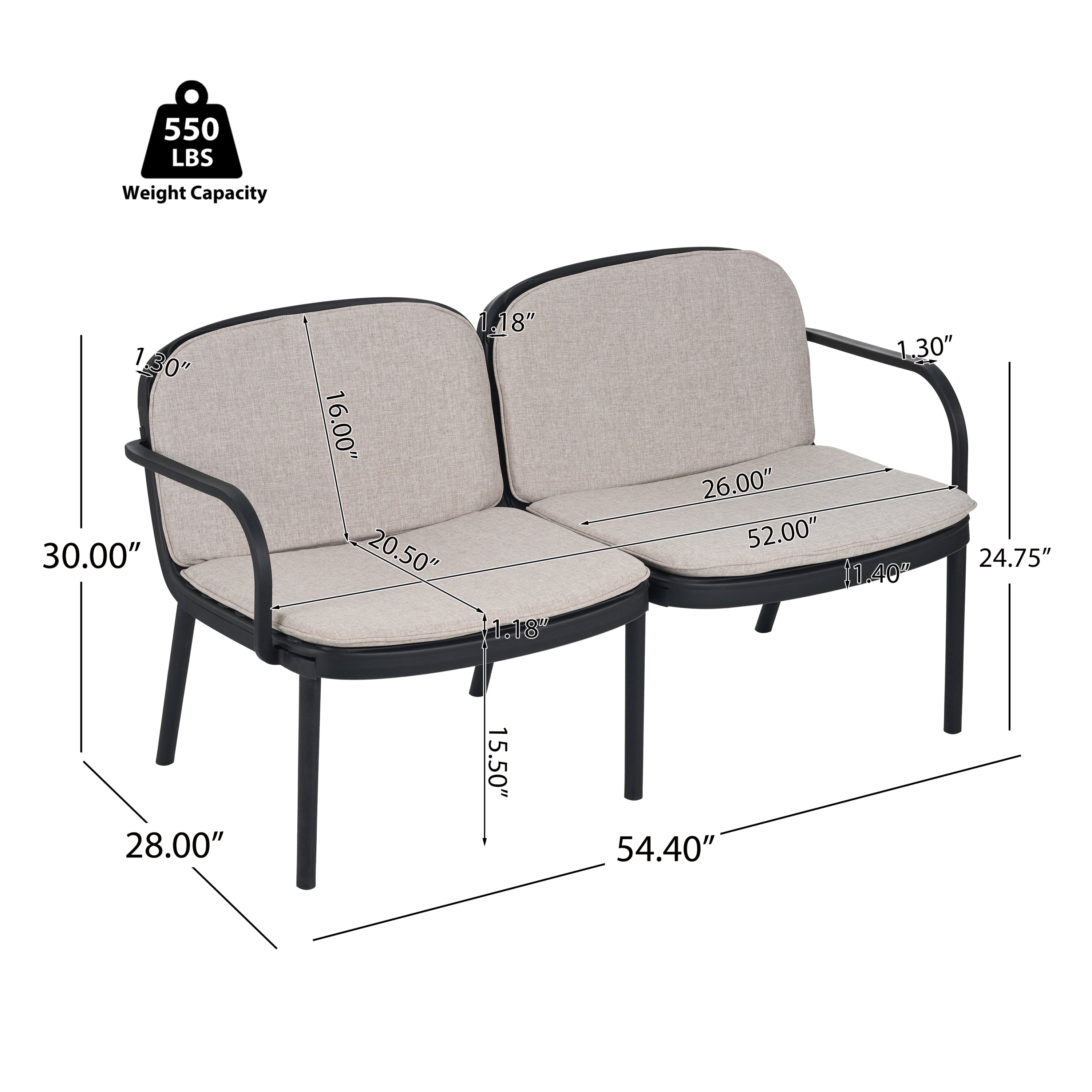 Luna Outdoor Loveseat Cushioned Seating - Beige
