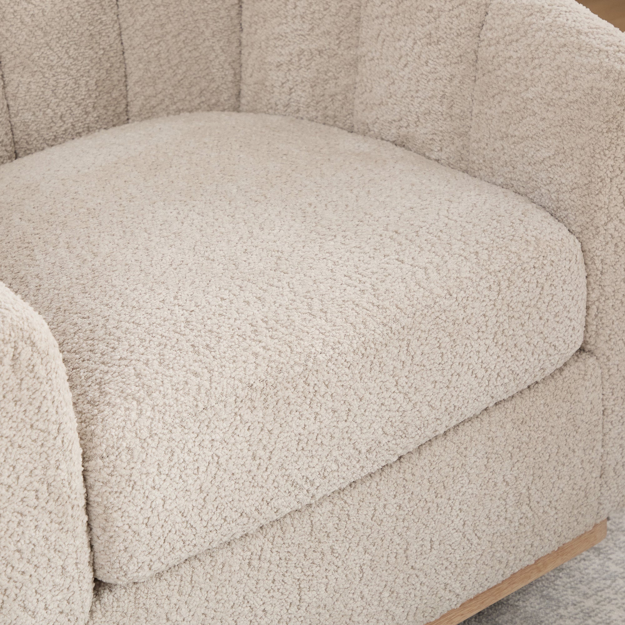 Eaton Wheat Swivel Barrel Chair with Metal Base and Tufted-Chenille Upholstery