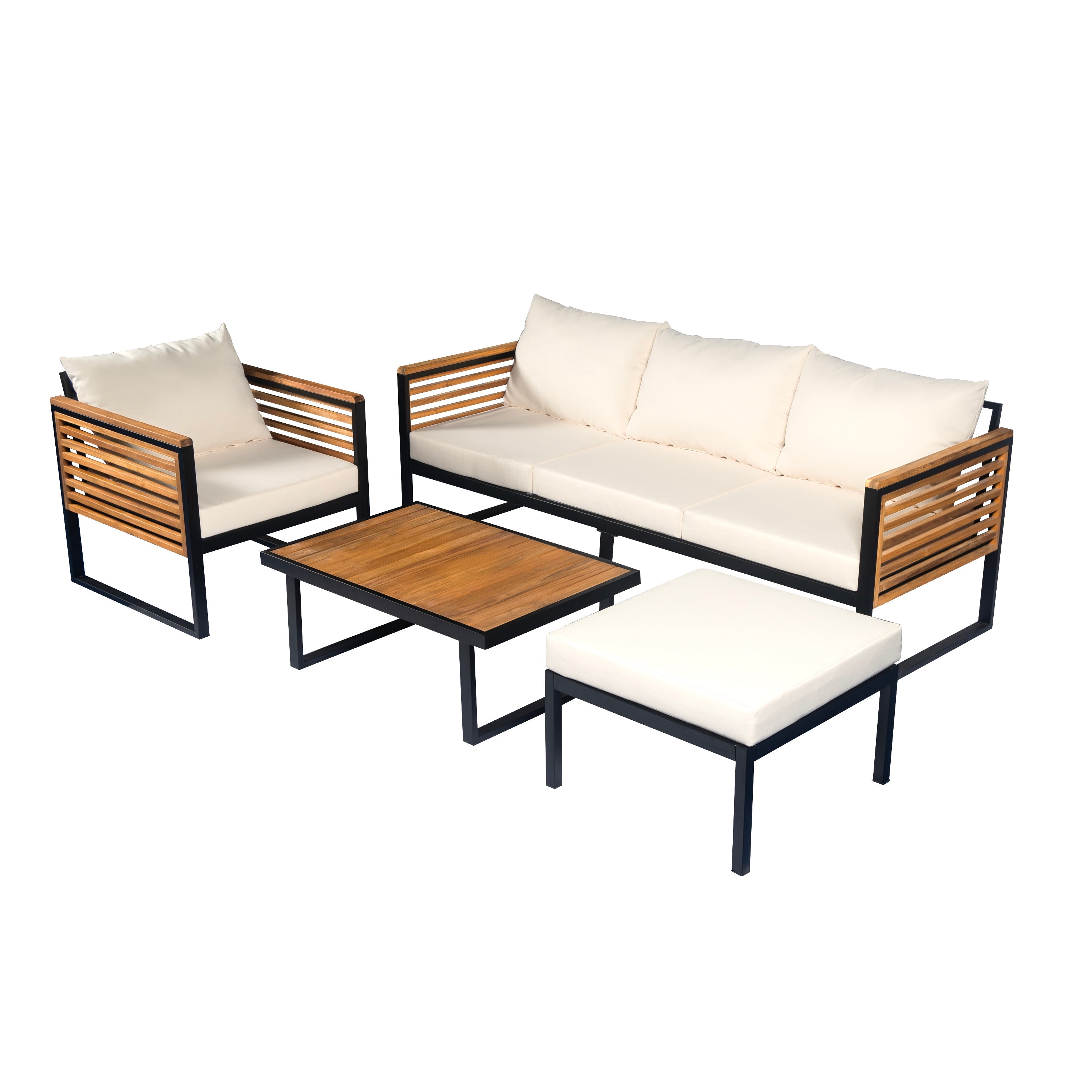 Outdoor Sofa Set Acacia Wood 4-Piece