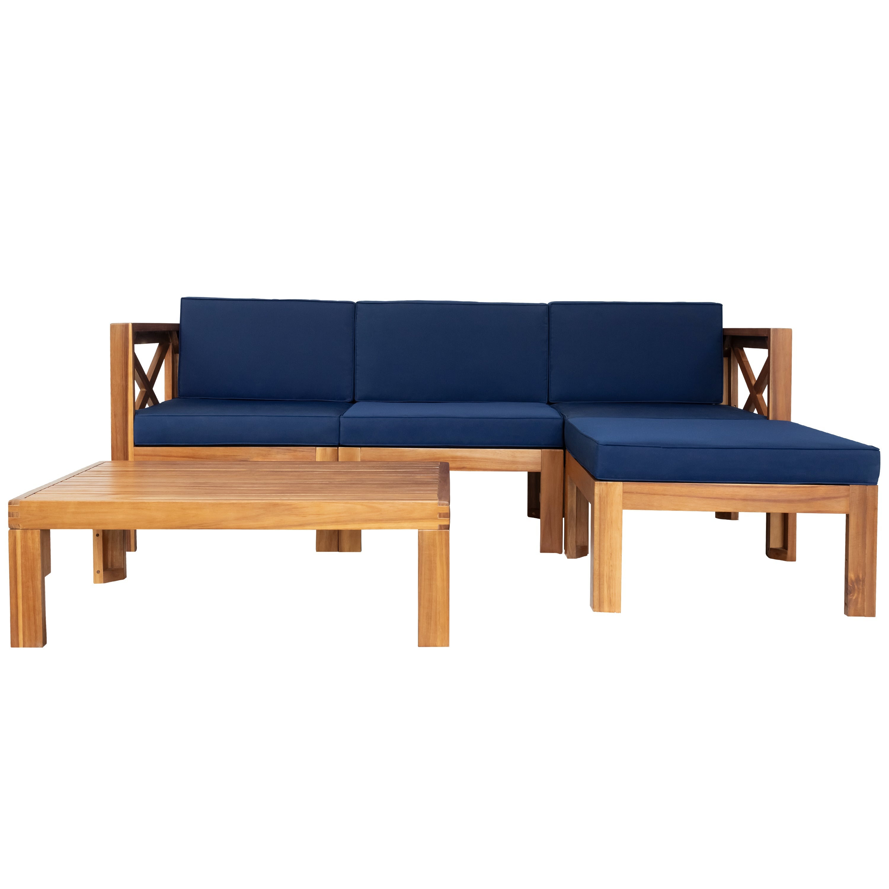 Topmax Outdoor Sectional Set Cushioned Seating - Blue