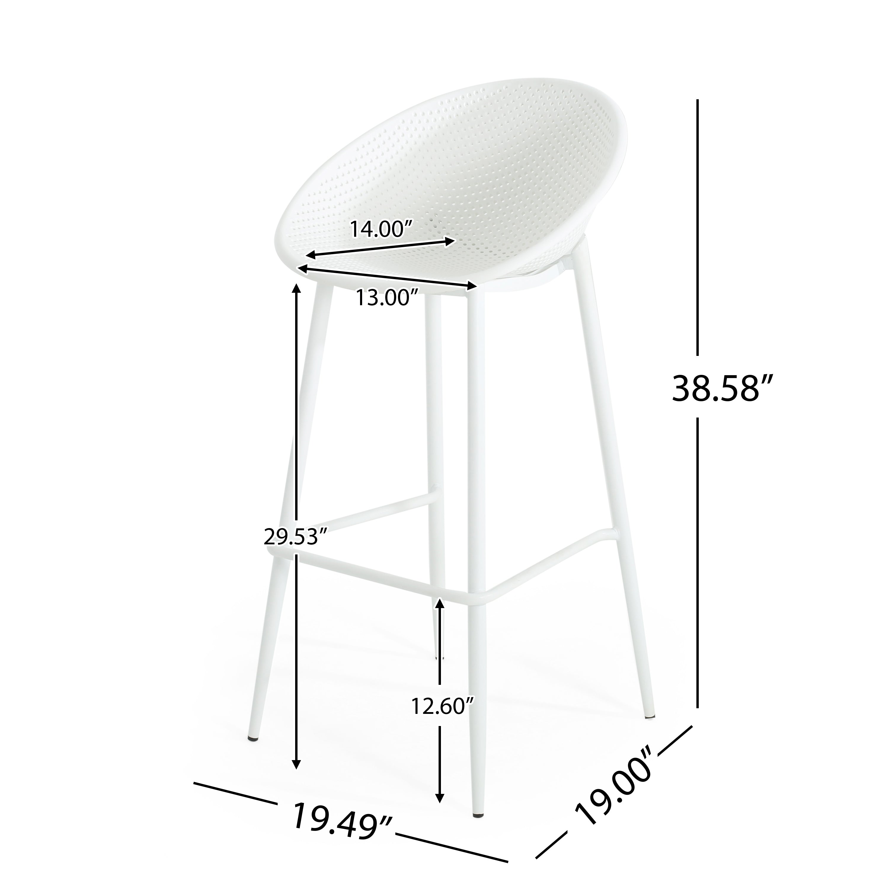 Gable Outdoor Bar Stool Set Outdoor Seating - White
