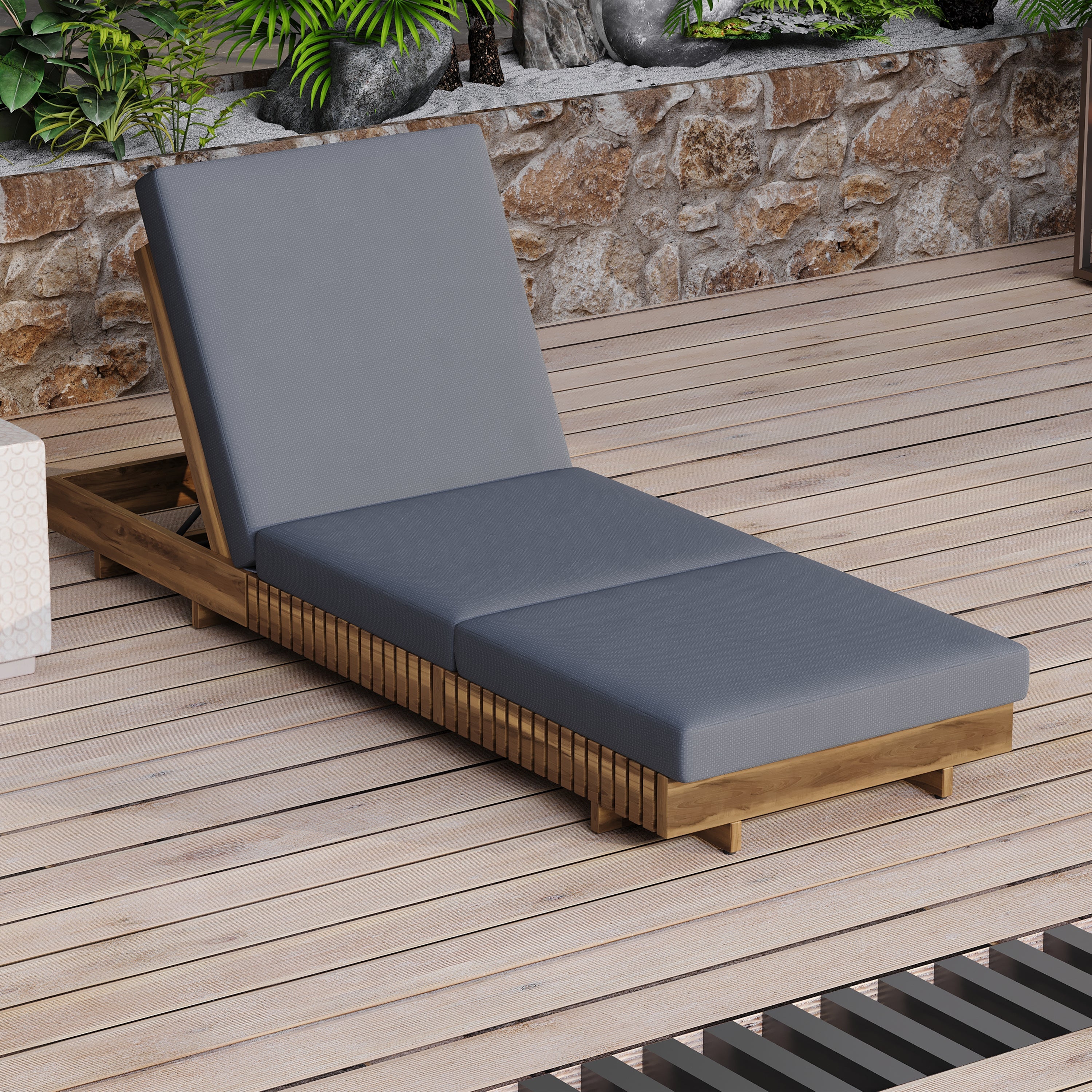 Chaise Outdoor Chaise Lounge Adjustable Back - Teak