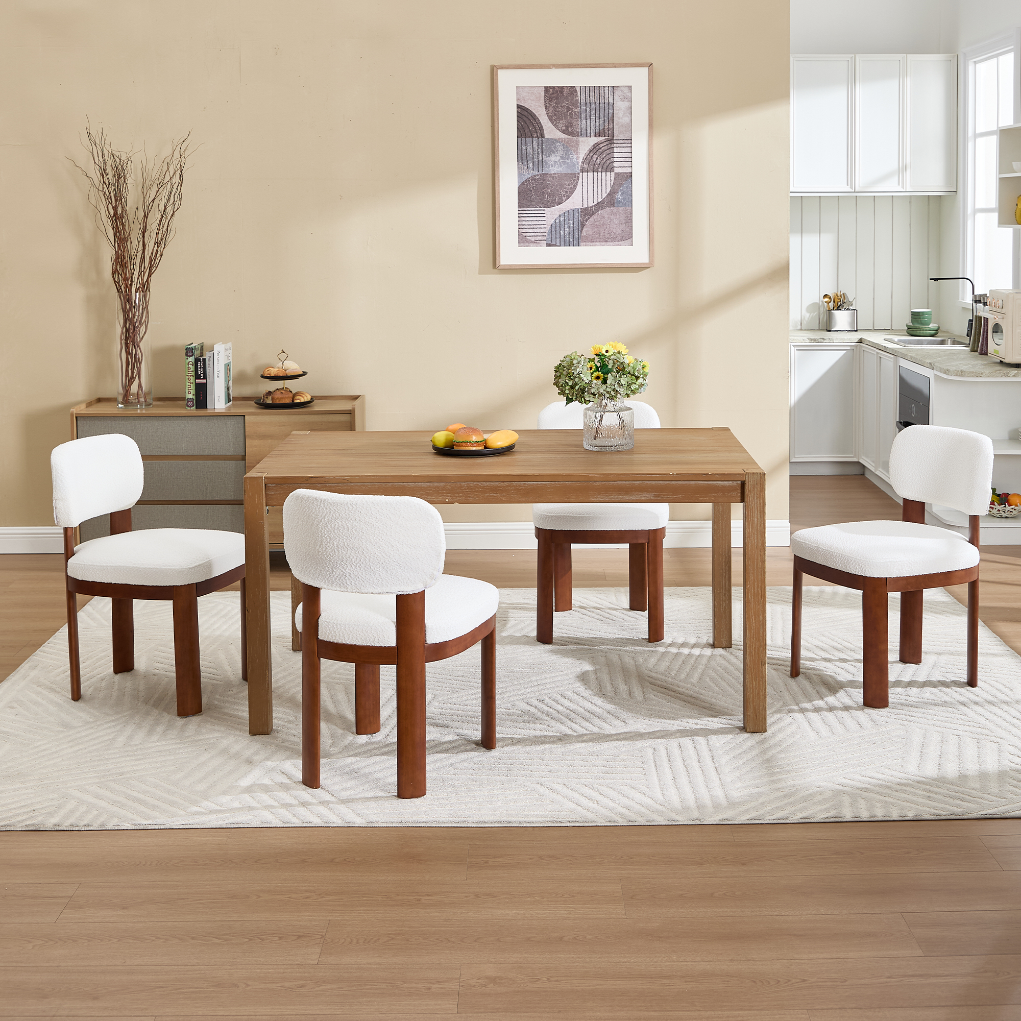 Dothan Modern Farmhouse Dining Chairs with Natural Solid Wood Legs - Set of 2