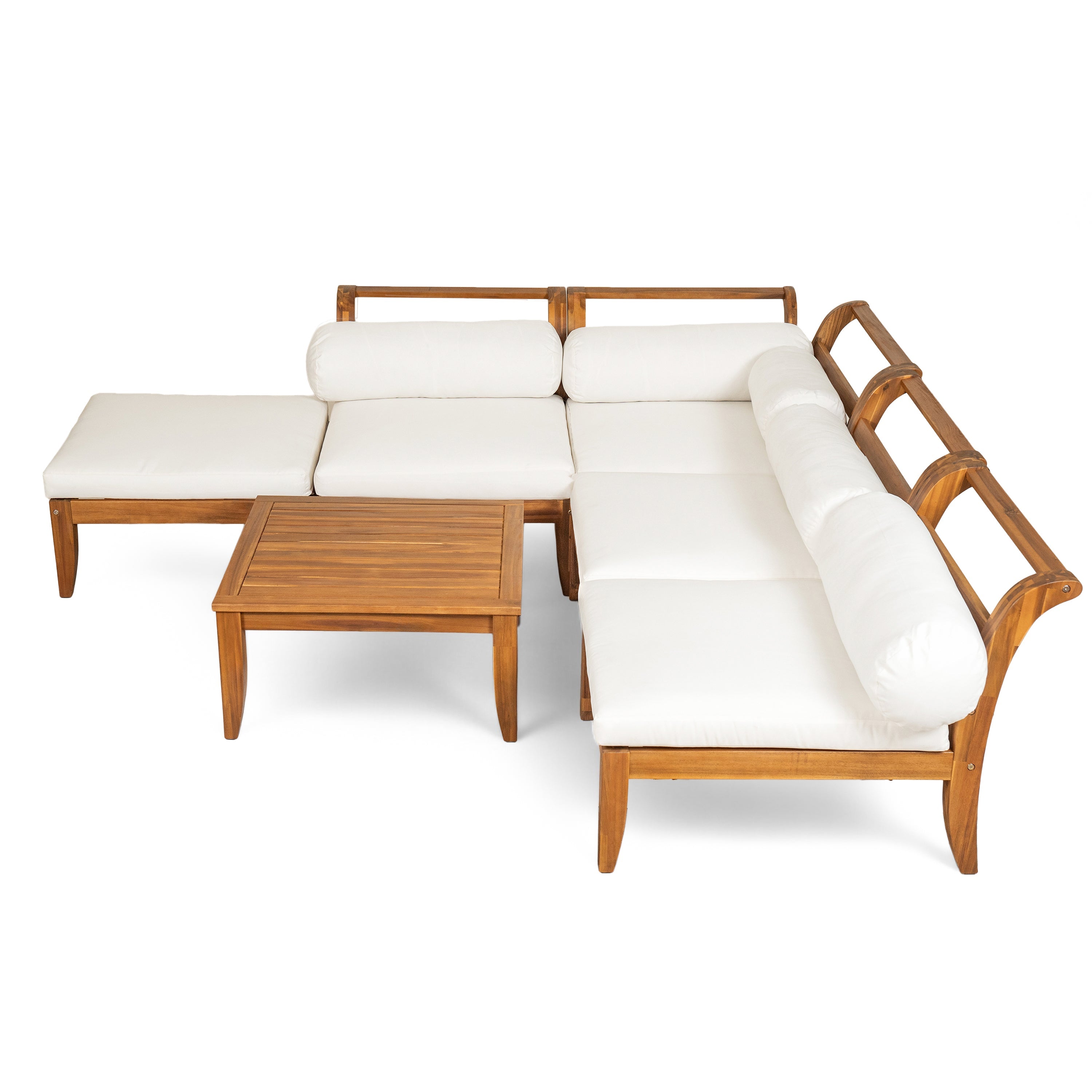 Topmax Outdoor L-Shaped Sectional Cushioned Seating - Beige