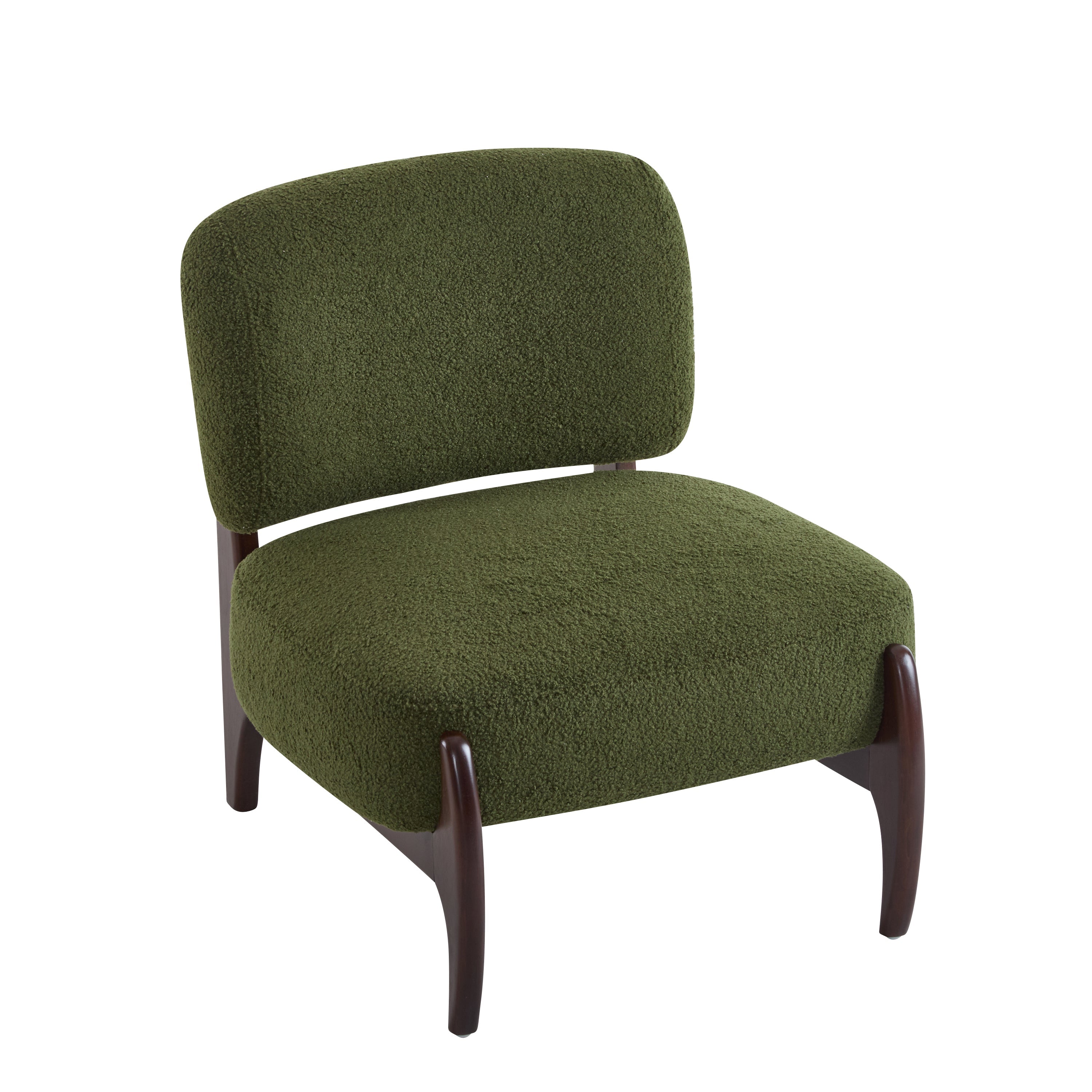 Easton Green Modern Boucle Lounge Chair with Solid Wood Frame