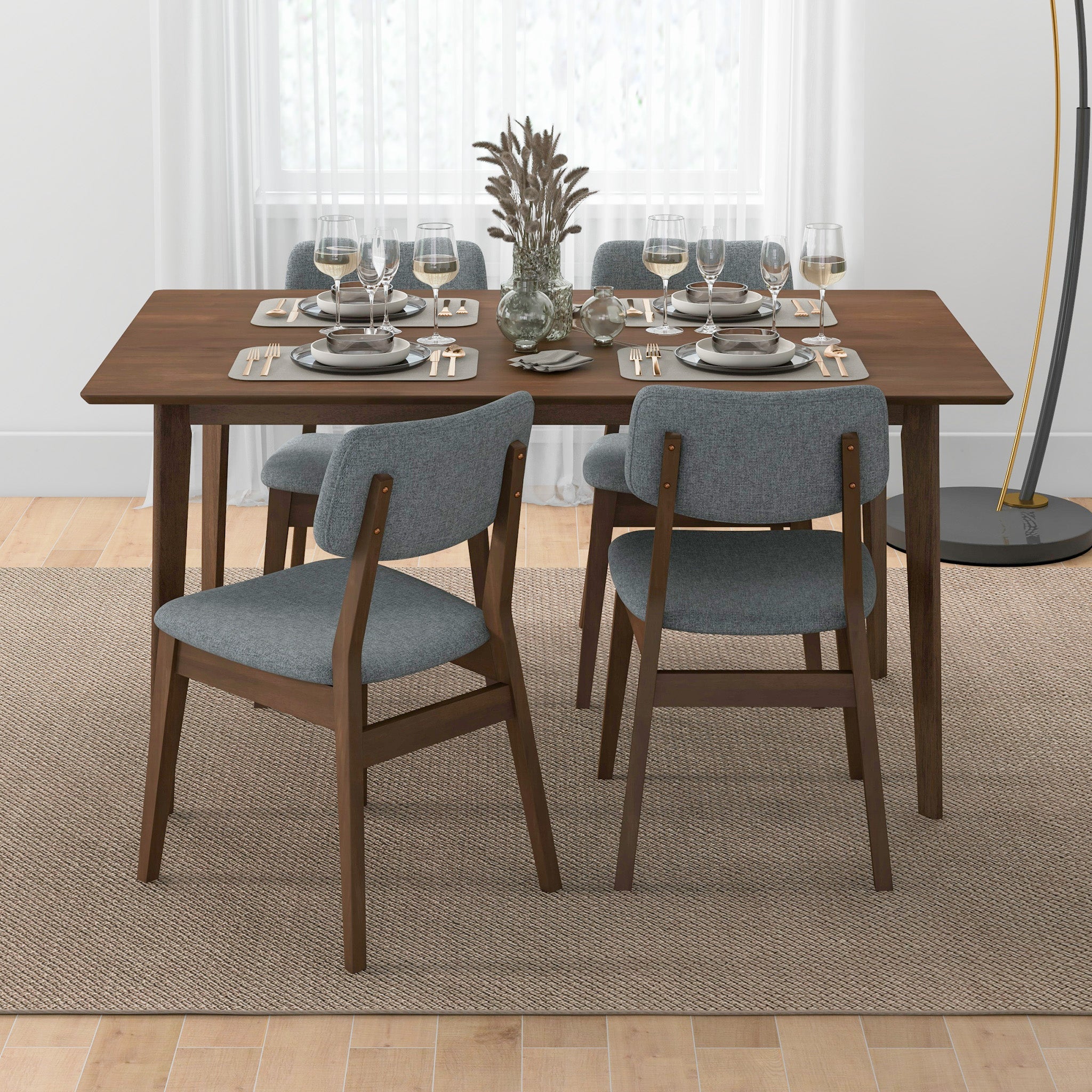 Abbott Dark Grey Fabric Dining Chair Set of 2