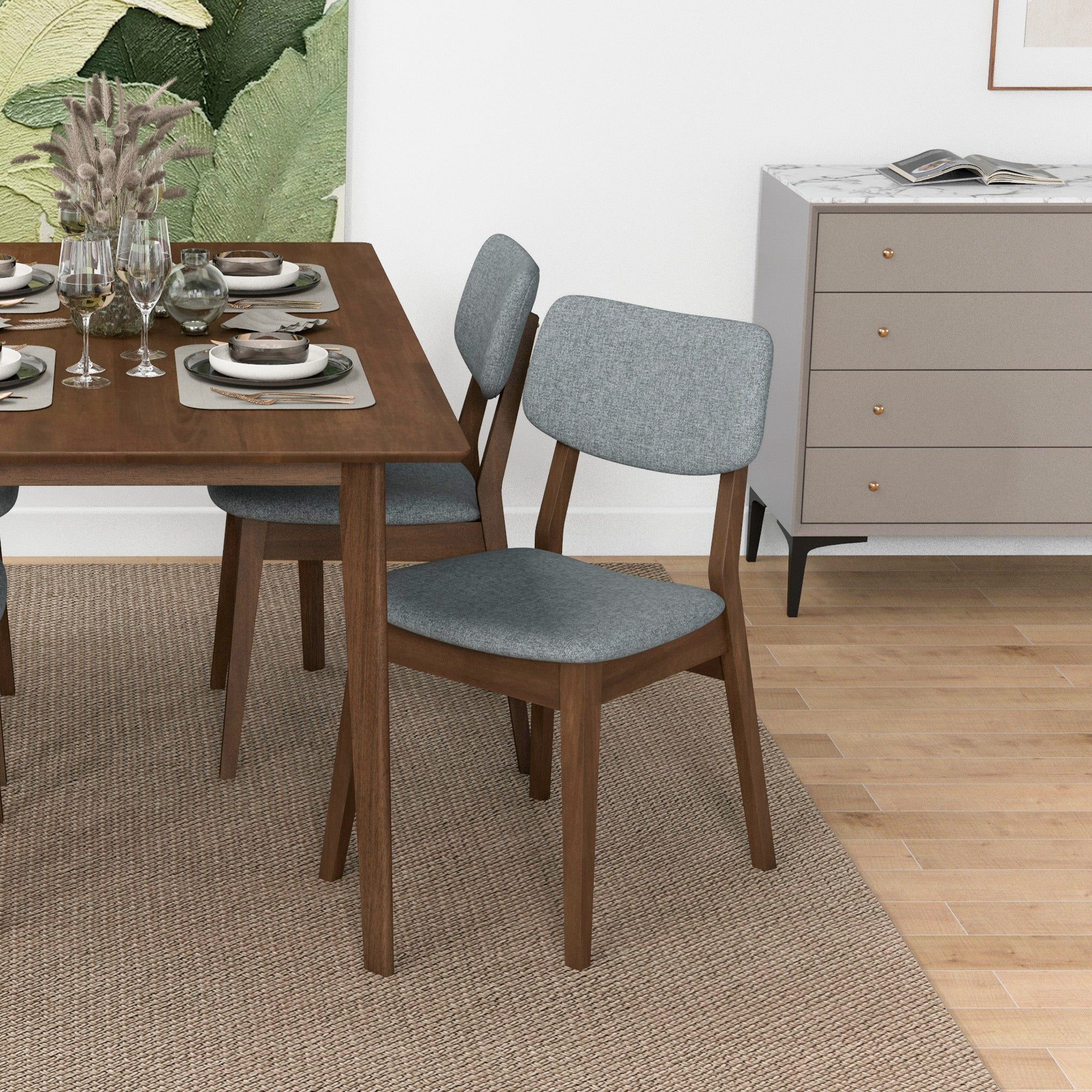 Abbott Dark Grey Fabric Dining Chair Set of 2