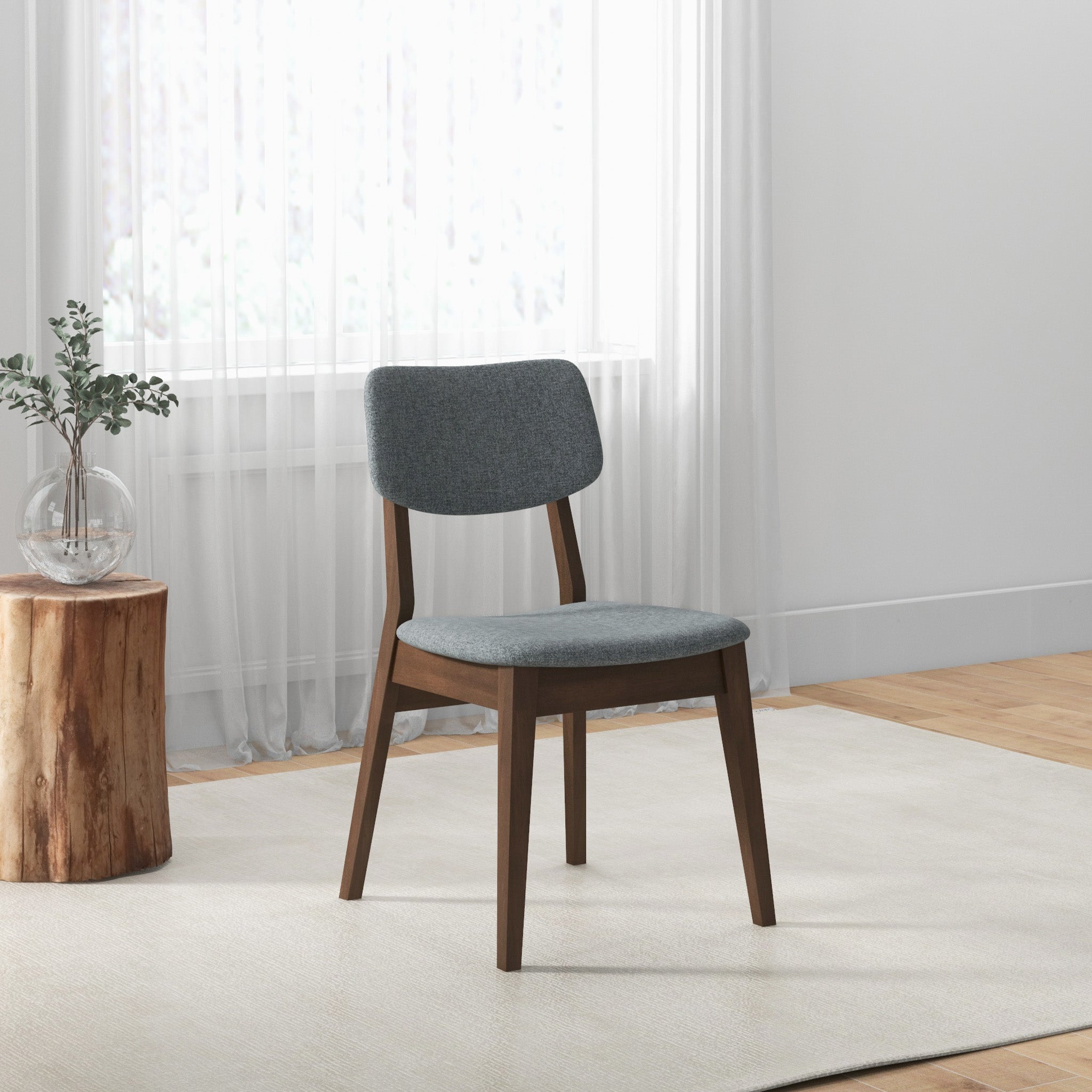Abbott Dark Grey Fabric Dining Chair Set of 2