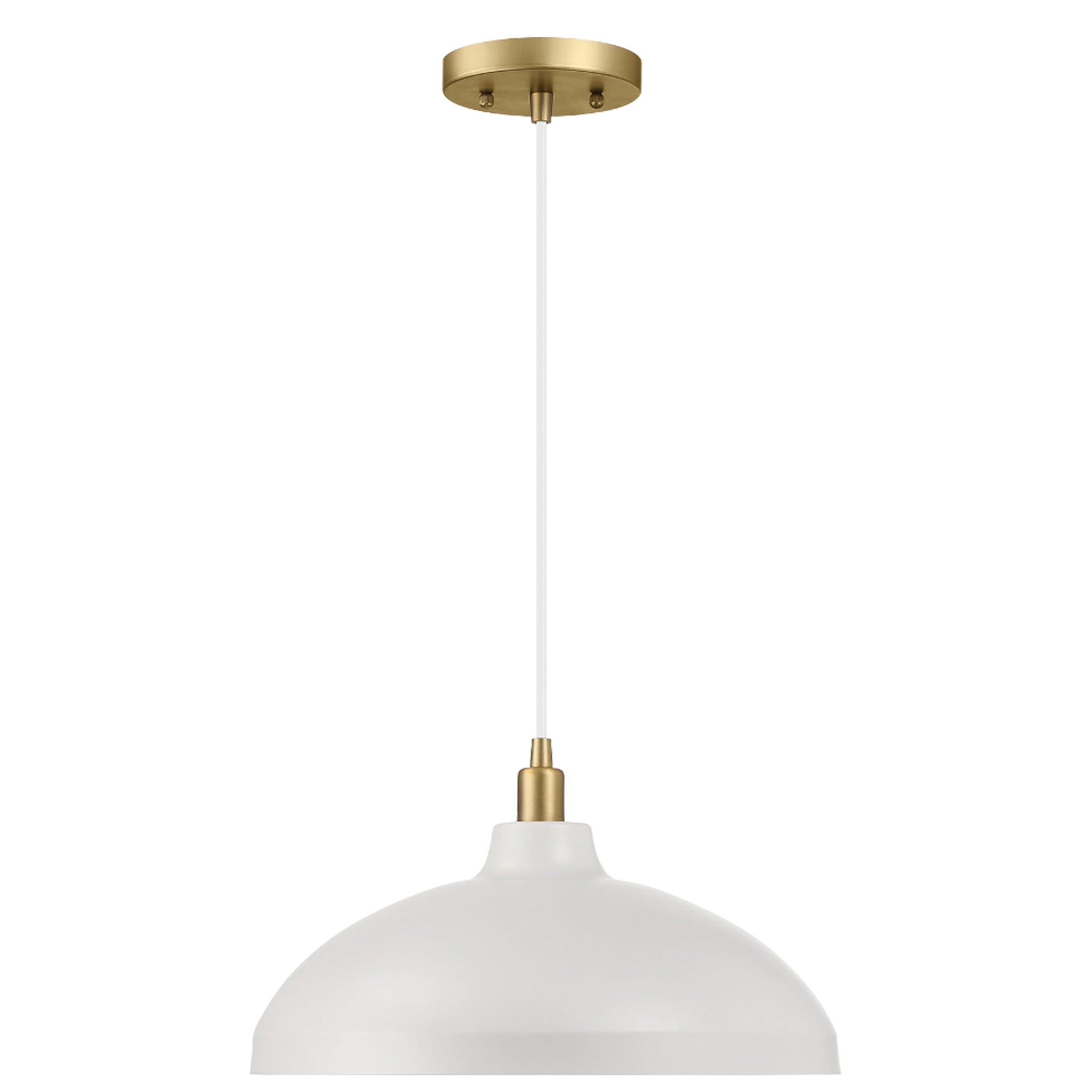 Adeline Single Light White Pendant Lamp with Golder Brass Finish for Entrance Kitchen Island 14"D × 8"H