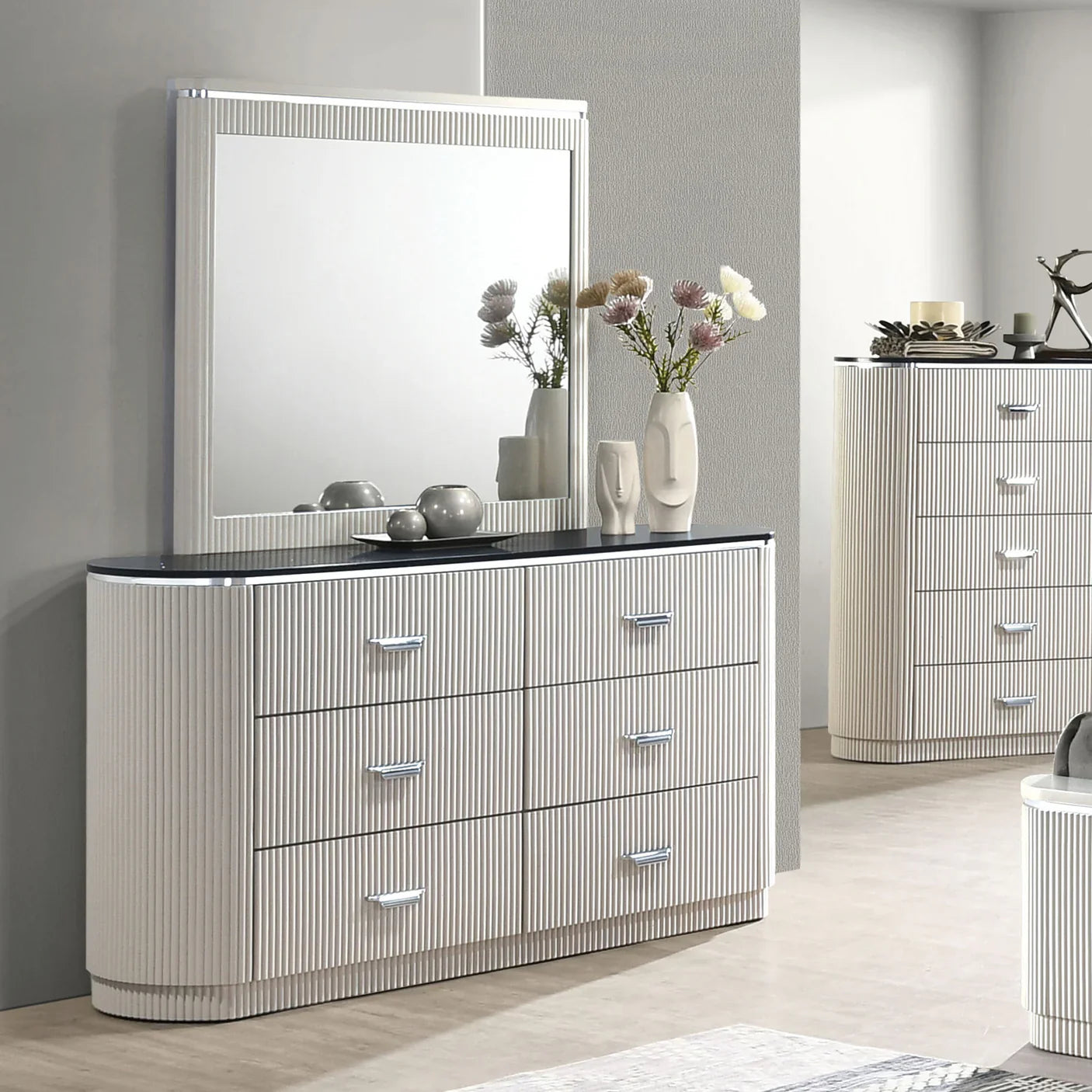 Aldgate Contemporary Light Gray Dresser with Cultured Stone Top by Furniture of America