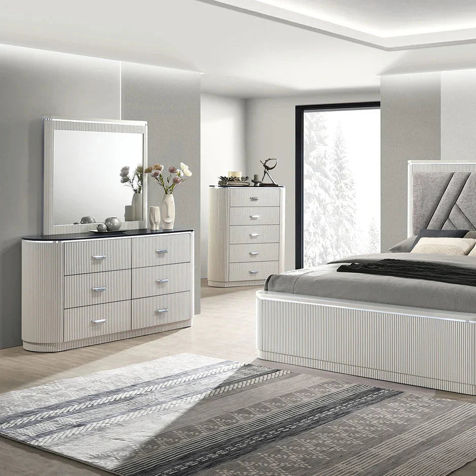 Aldgate Contemporary Light Gray Dresser with Cultured Stone Top by Furniture of America