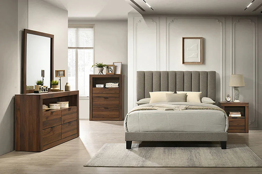 Altimari Contemporary Walnut Rubberwood Dresser by Furniture of America